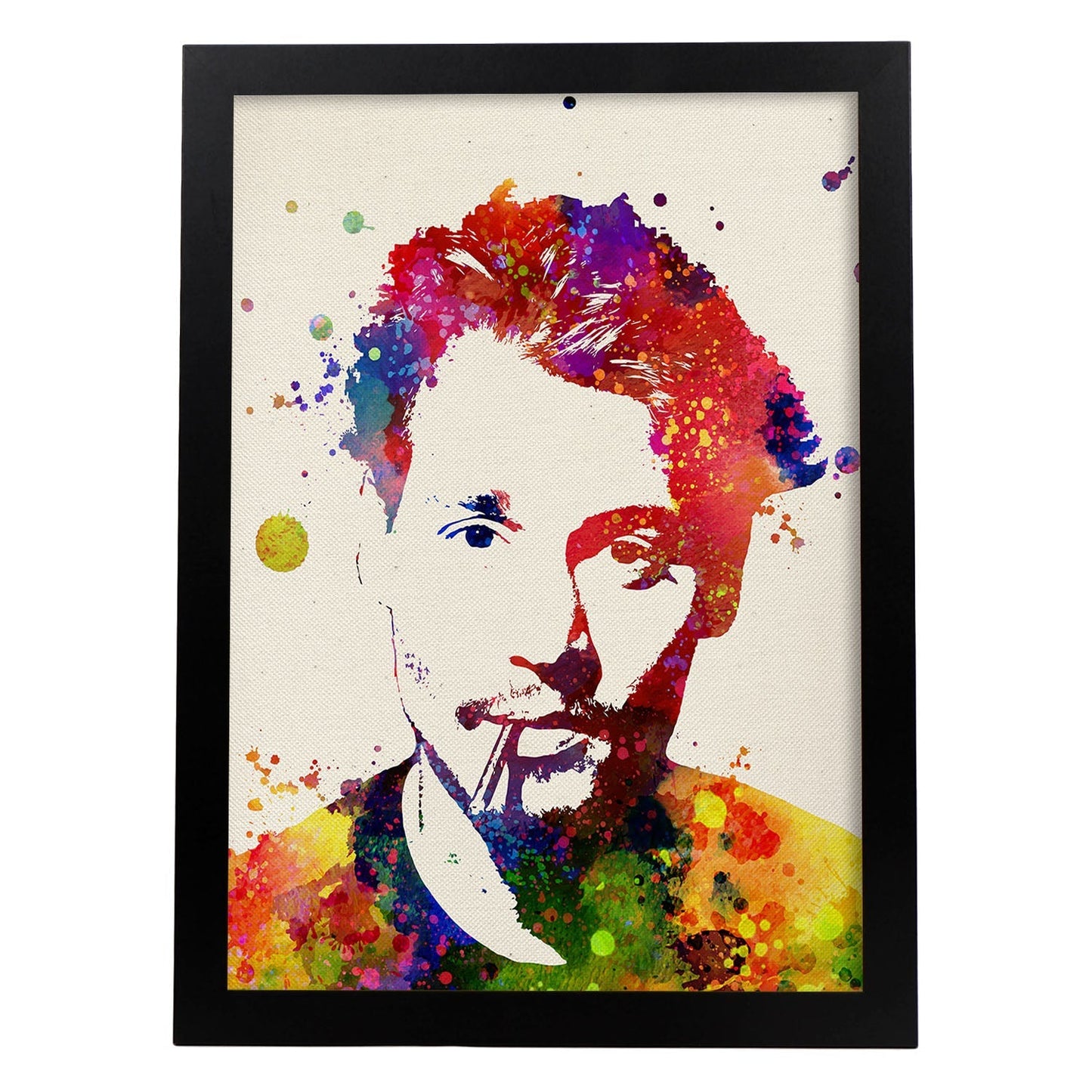 Poster imagen de Johnny depp. Posters con diseño acuarela de famosos, actores, músicos-Artwork-Nacnic-A3-Marco Negro-Nacnic Estudio SL