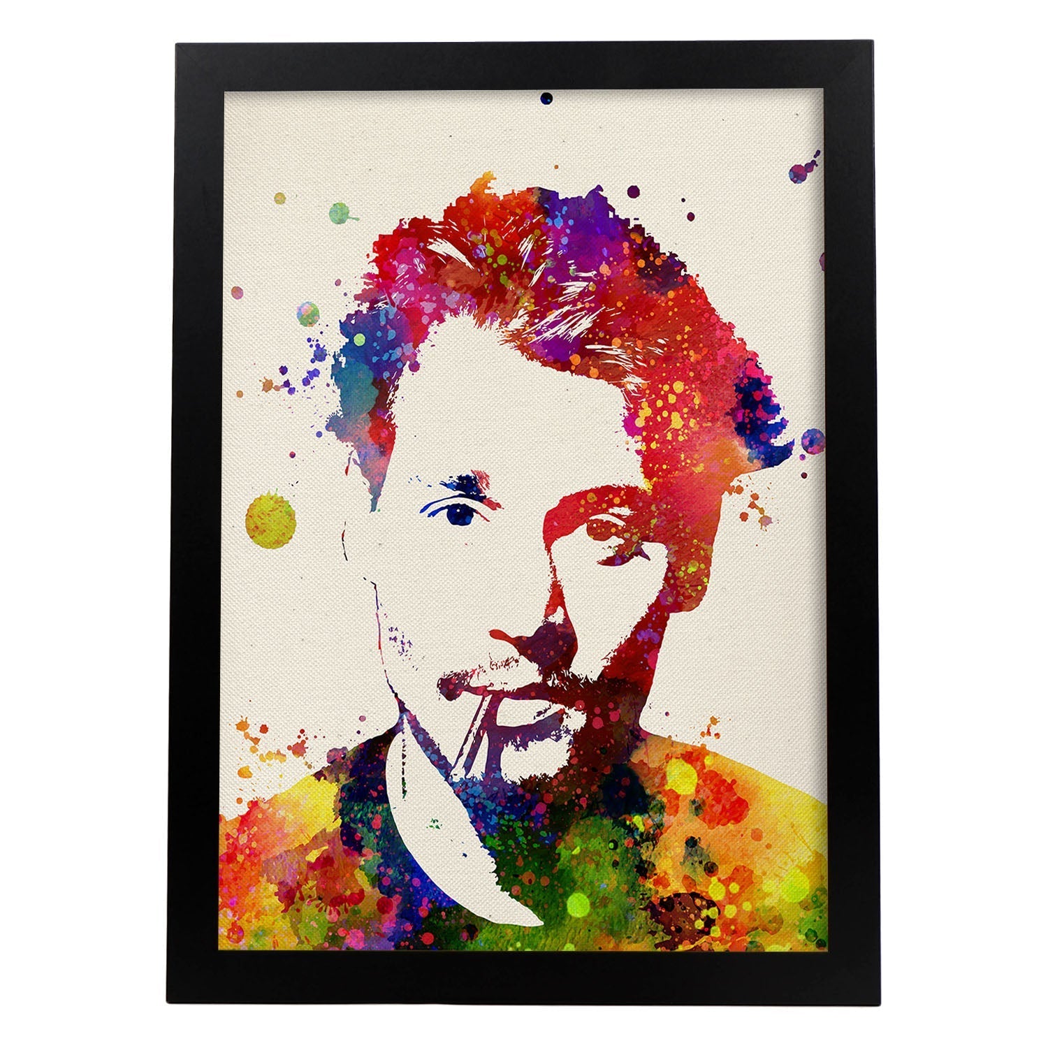 Poster imagen de Johnny depp. Posters con diseño acuarela de famosos, actores, músicos-Artwork-Nacnic-A4-Marco Negro-Nacnic Estudio SL