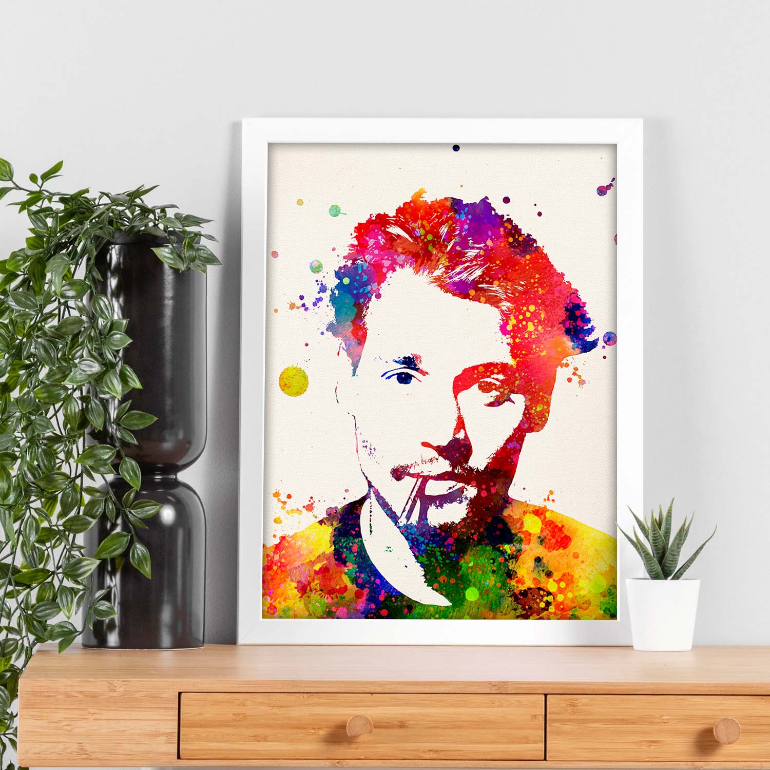 Poster imagen de Johnny depp. Posters con diseño acuarela de famosos, actores, músicos-Artwork-Nacnic-Nacnic Estudio SL