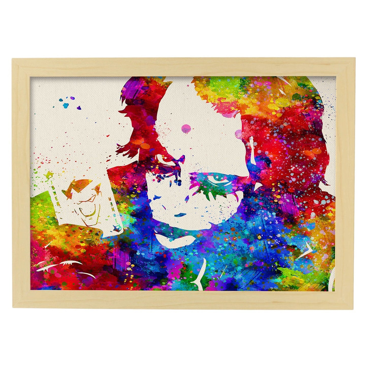Poster imagen de Joker. Posters con diseño acuarela de famosos, actores, músicos-Artwork-Nacnic-A3-Marco Madera clara-Nacnic Estudio SL