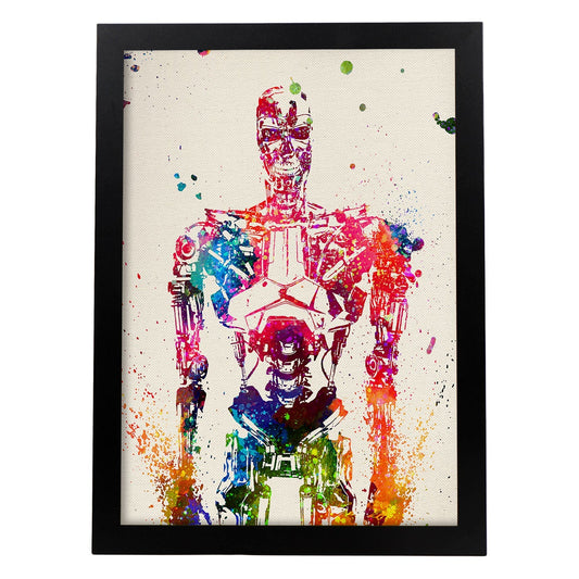 Poster imagen de Terminator2. Posters con diseño acuarela de películas y cine.Imágenes del cine y filmes para-Artwork-Nacnic-A4-Marco Negro-Nacnic Estudio SL