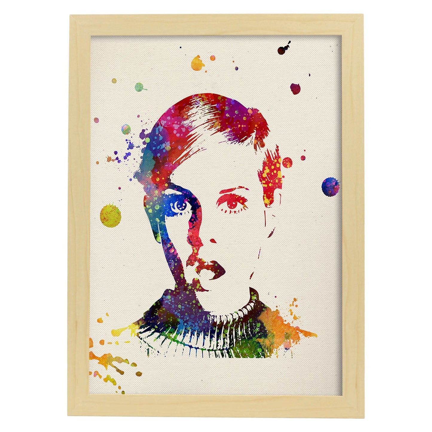 Poster imagen de Twiggy. Posters con diseño acuarela de películas y cine.Imágenes del cine y filmes para-Artwork-Nacnic-A3-Marco Madera clara-Nacnic Estudio SL