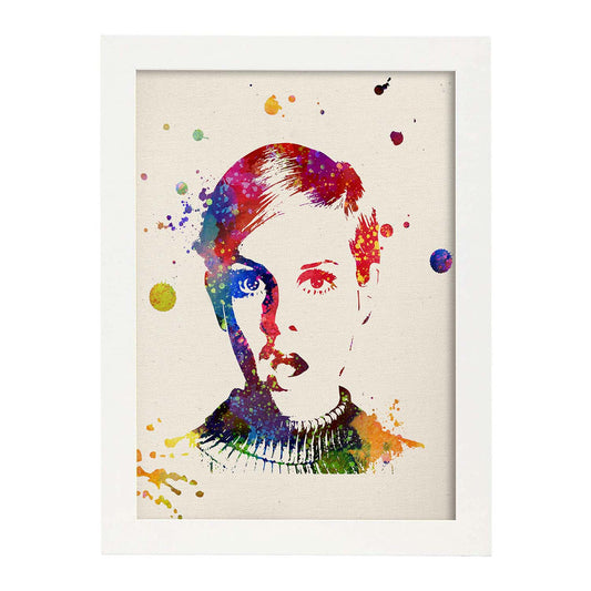 Poster imagen de Twiggy. Posters con diseño acuarela de películas y cine.Imágenes del cine y filmes para-Artwork-Nacnic-A4-Marco Blanco-Nacnic Estudio SL