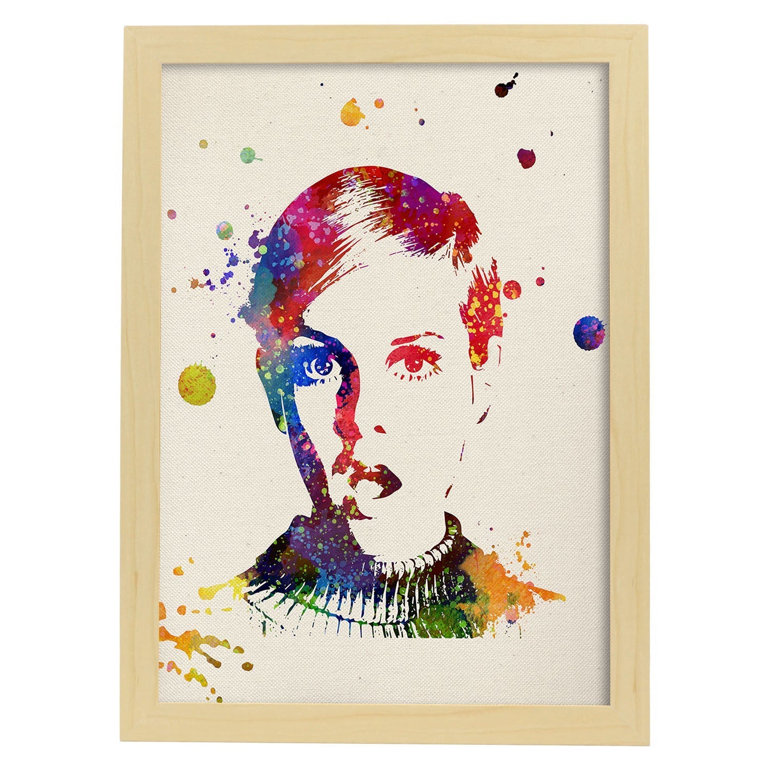 Poster imagen de Twiggy. Posters con diseño acuarela de películas y cine.Imágenes del cine y filmes para-Artwork-Nacnic-A4-Marco Madera clara-Nacnic Estudio SL