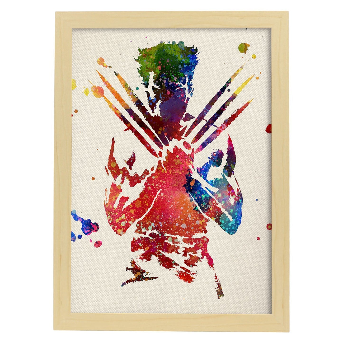 Poster imagen de Wolverine. Posters con diseño acuarela de películas y cine.Imágenes del cine y filmes para-Artwork-Nacnic-A3-Marco Madera clara-Nacnic Estudio SL
