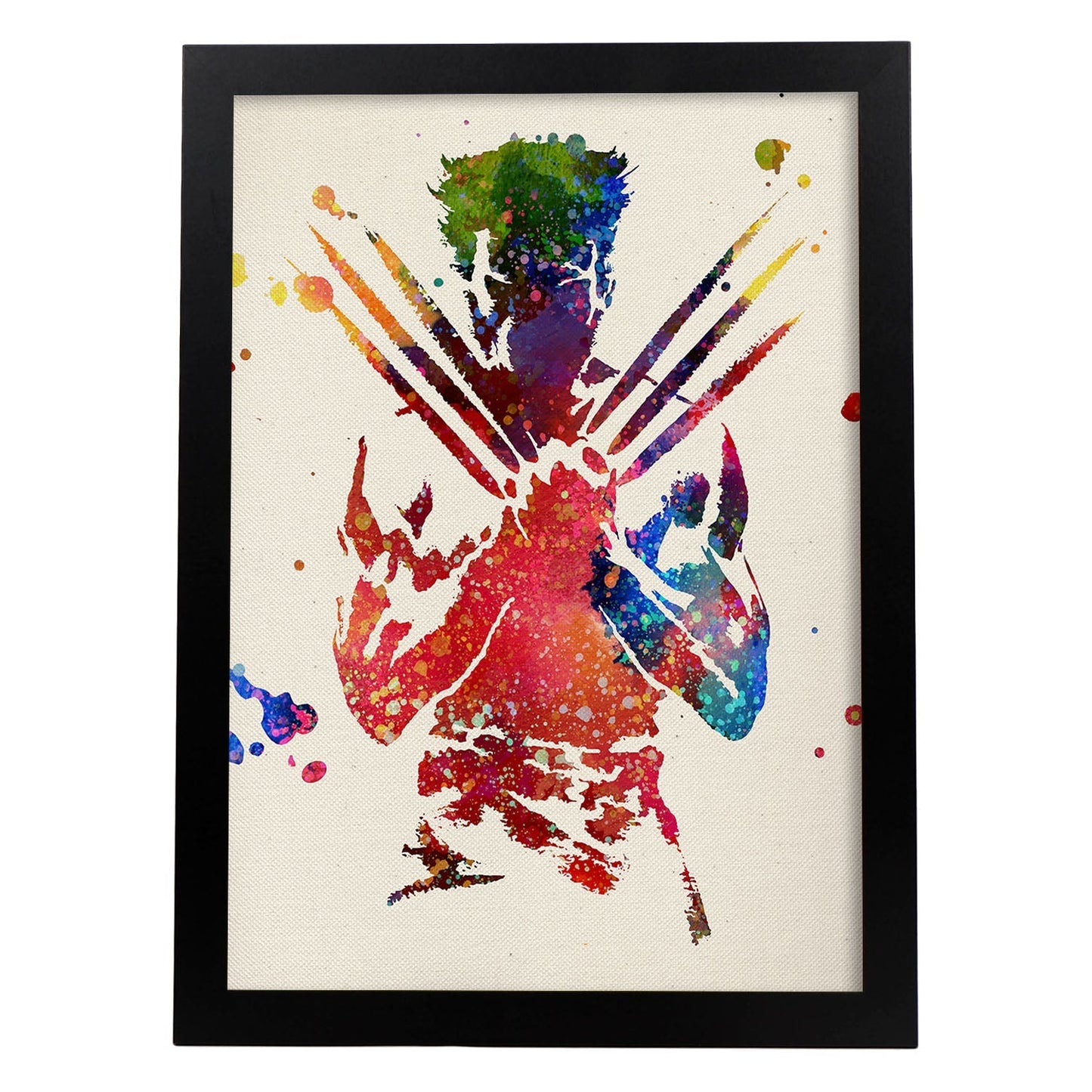 Poster imagen de Wolverine. Posters con diseño acuarela de películas y cine.Imágenes del cine y filmes para-Artwork-Nacnic-A4-Marco Negro-Nacnic Estudio SL