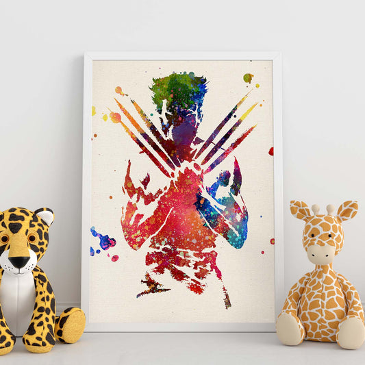 Poster imagen de Wolverine. Posters con diseño acuarela de películas y cine.Imágenes del cine y filmes para-Artwork-Nacnic-Nacnic Estudio SL