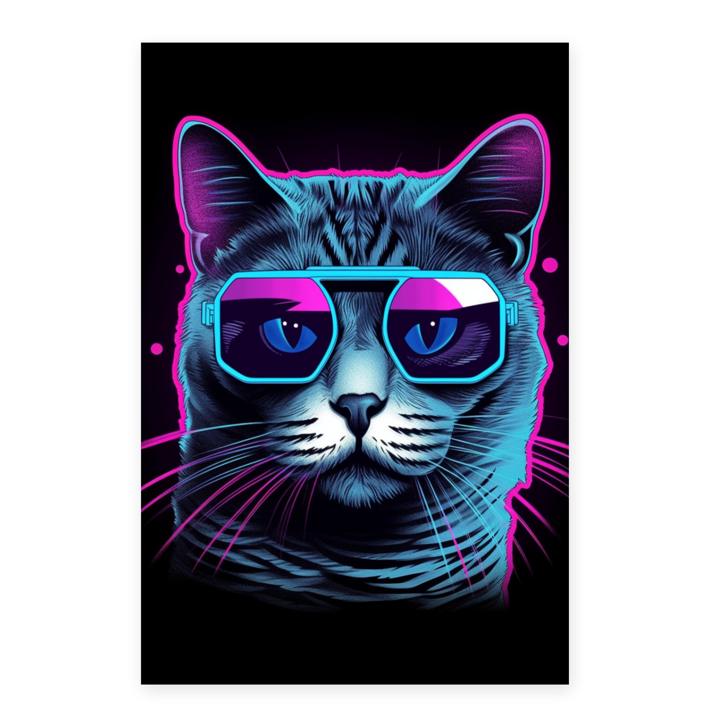 Póster Vaporwave Impuesto Gato