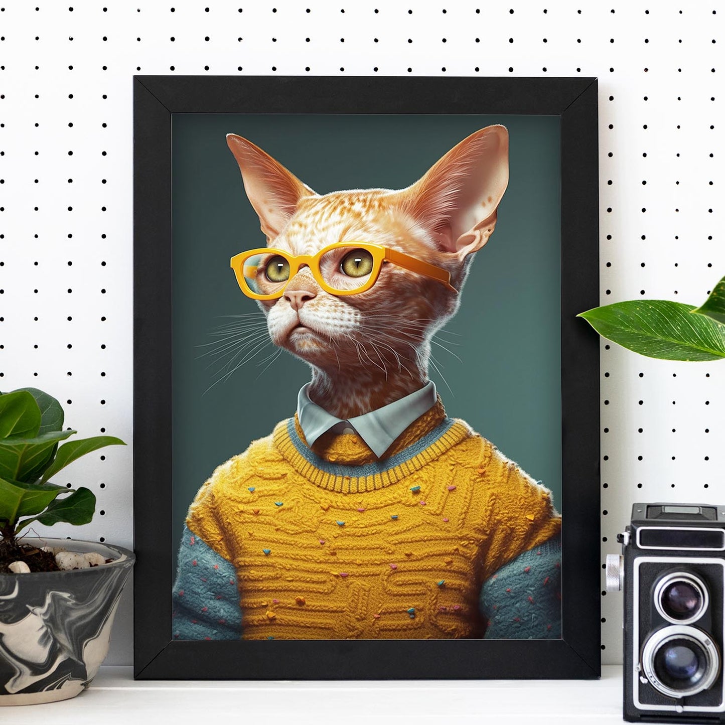 Póster de Gato Vestido con Suéter