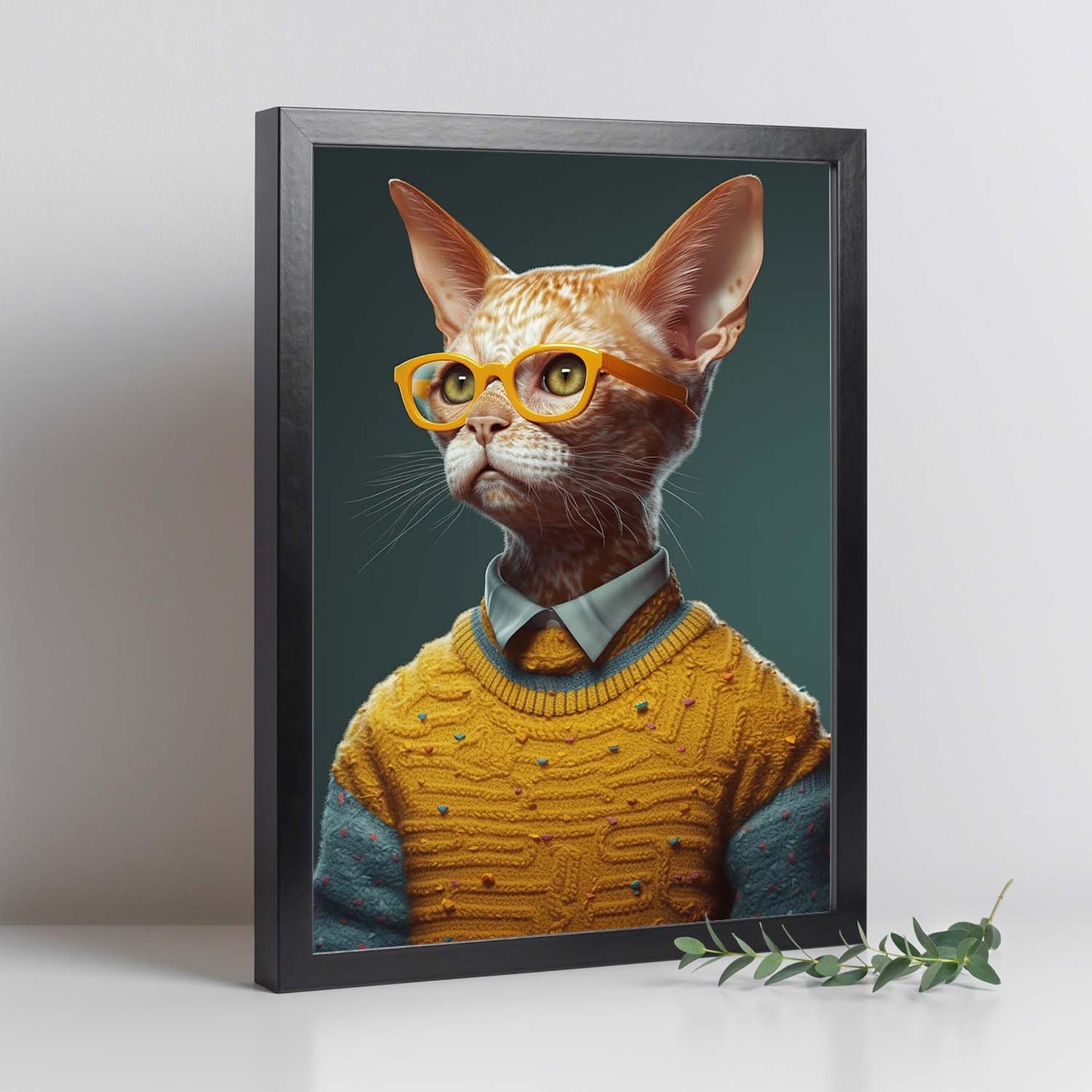 Póster de Gato Vestido con Suéter