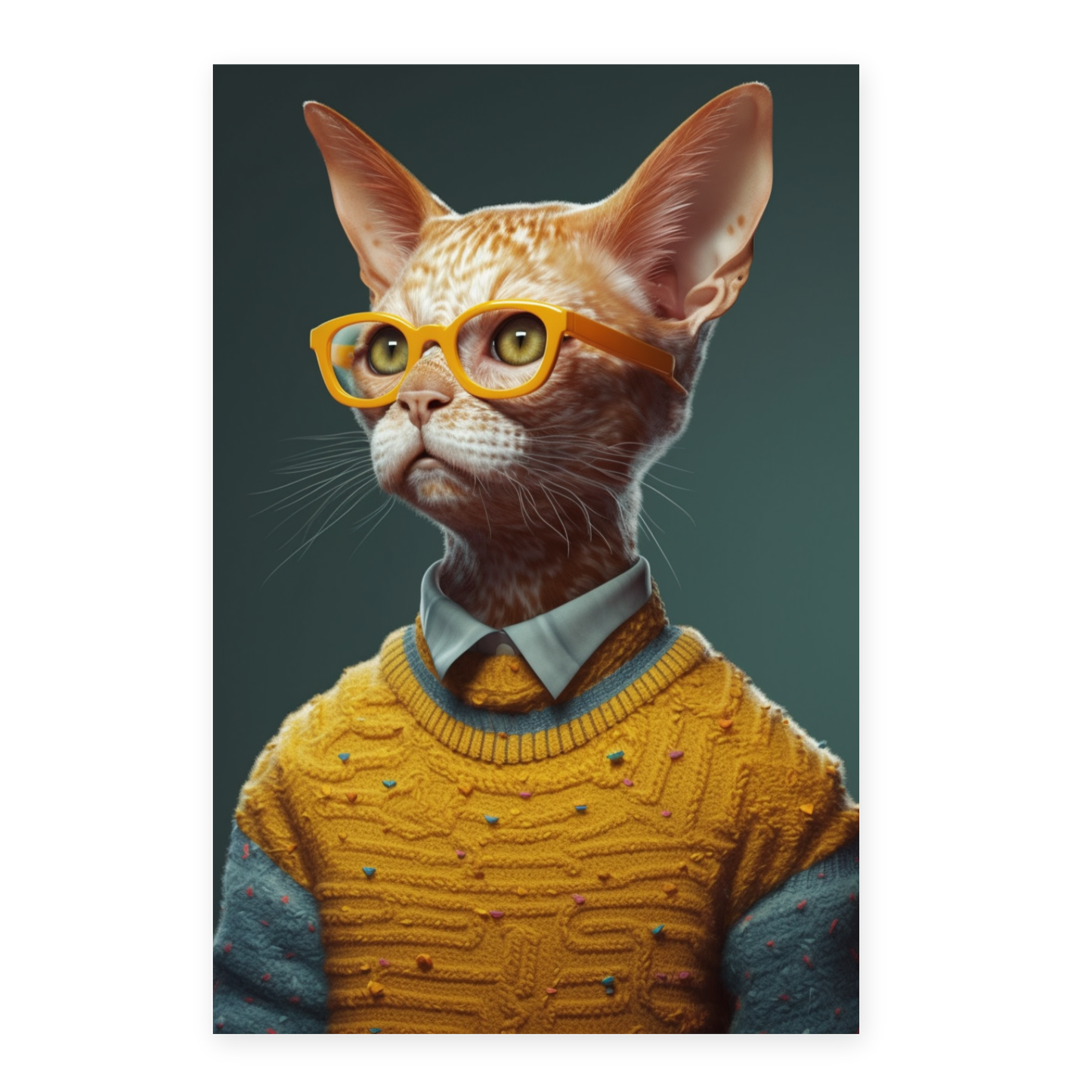Póster de Gato Vestido con Suéter