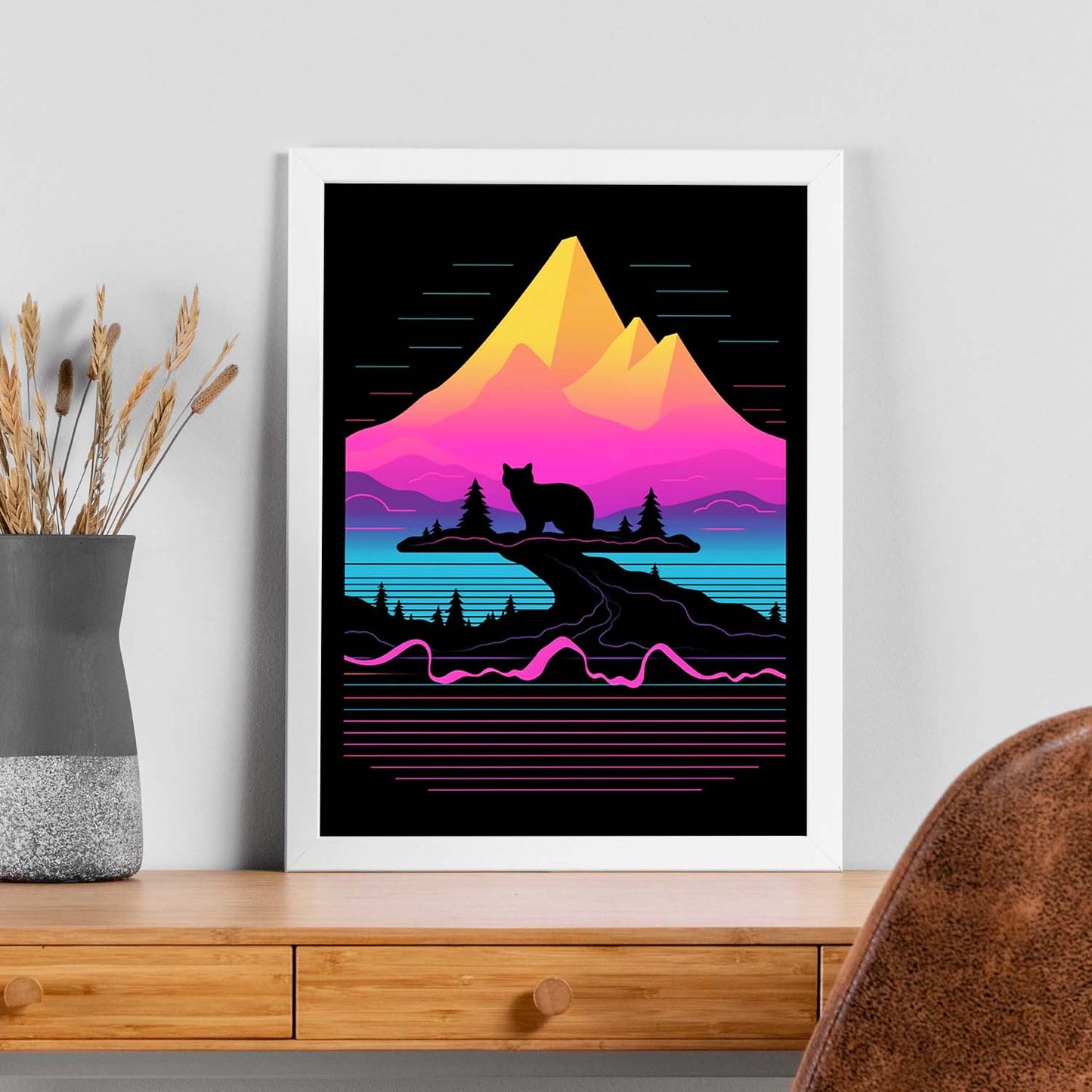 Lámina Vaporwave de Impuestos de Gatos con Brillo Aumentado