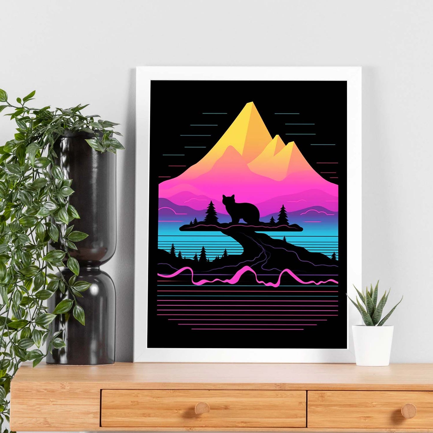 Lámina Vaporwave de Impuestos de Gatos con Brillo Aumentado
