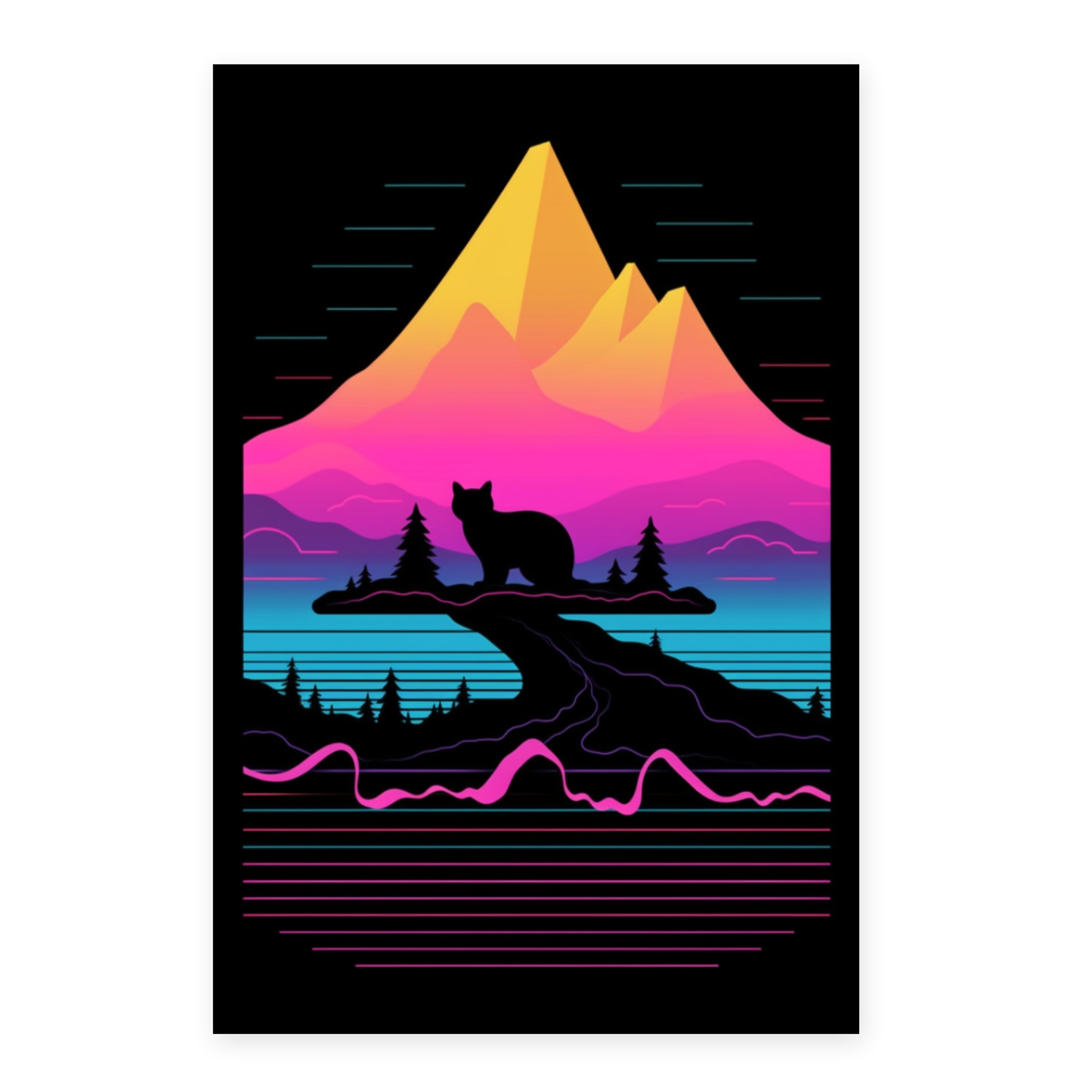 Lámina Vaporwave de Impuestos de Gatos con Brillo Aumentado
