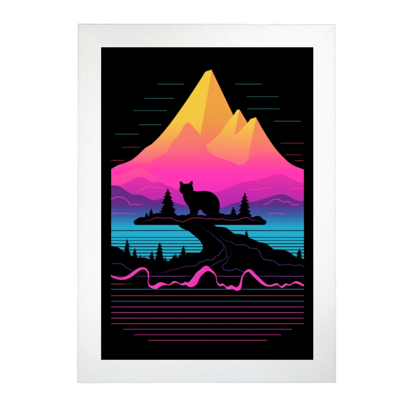 Lámina Vaporwave de Impuestos de Gatos con Brillo Aumentado
