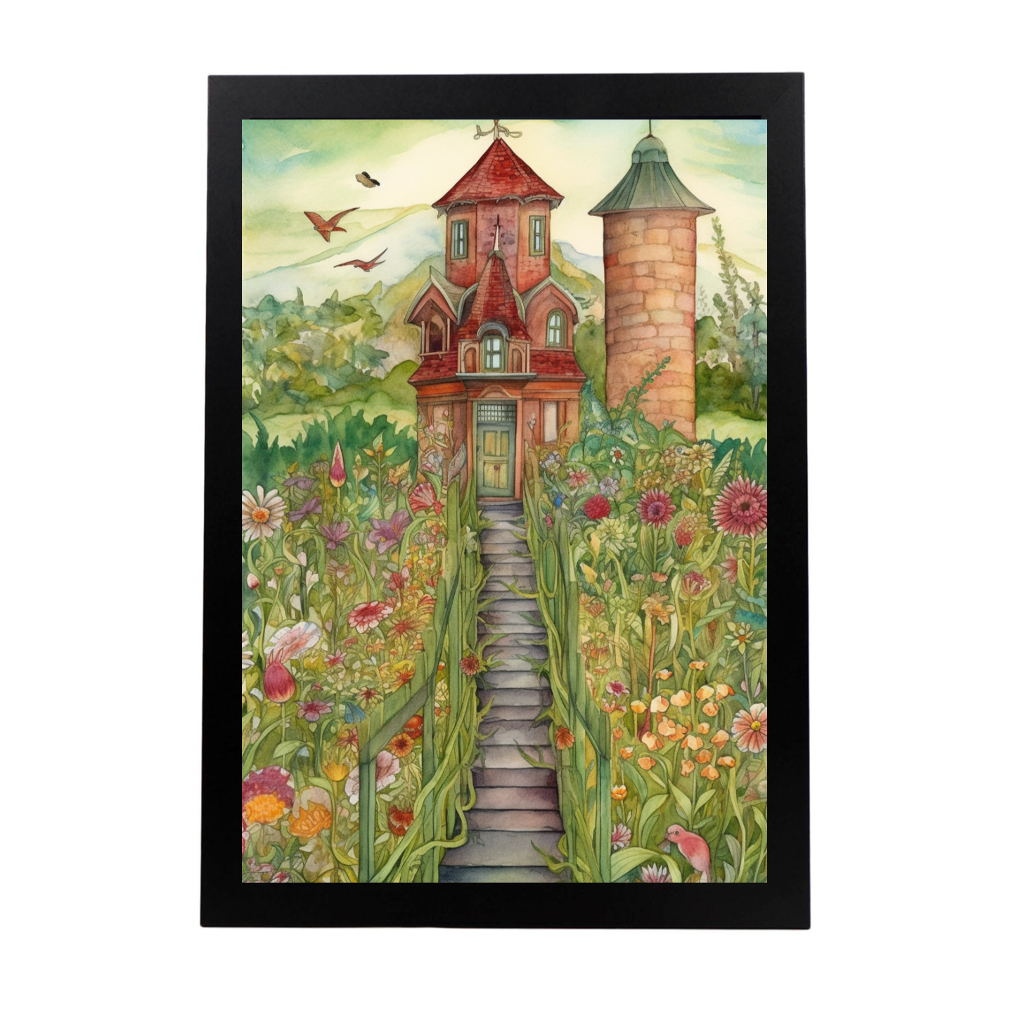 Cartel del Jardín Acuarela con Flores