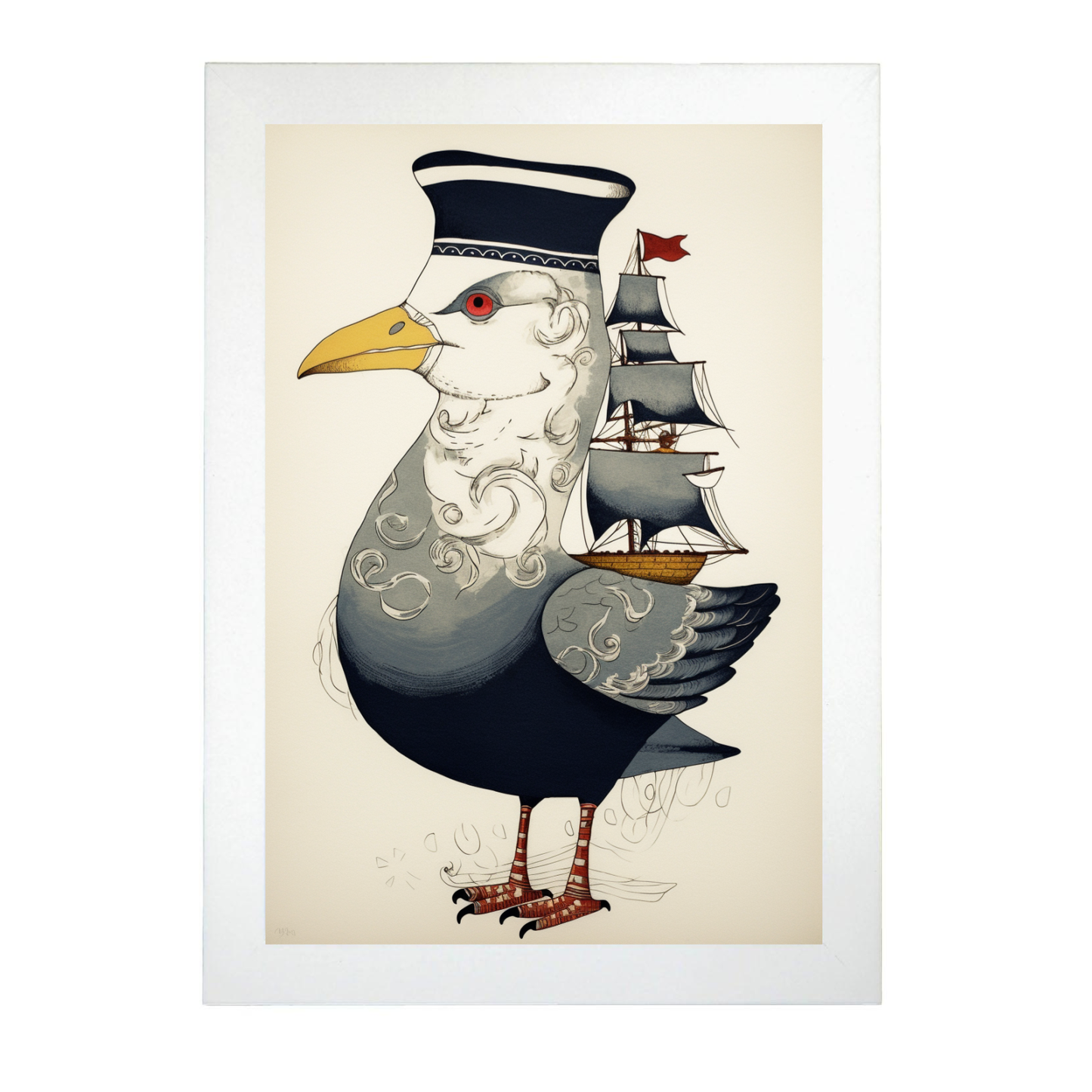 Poster La Gaviota Marinero en Barco