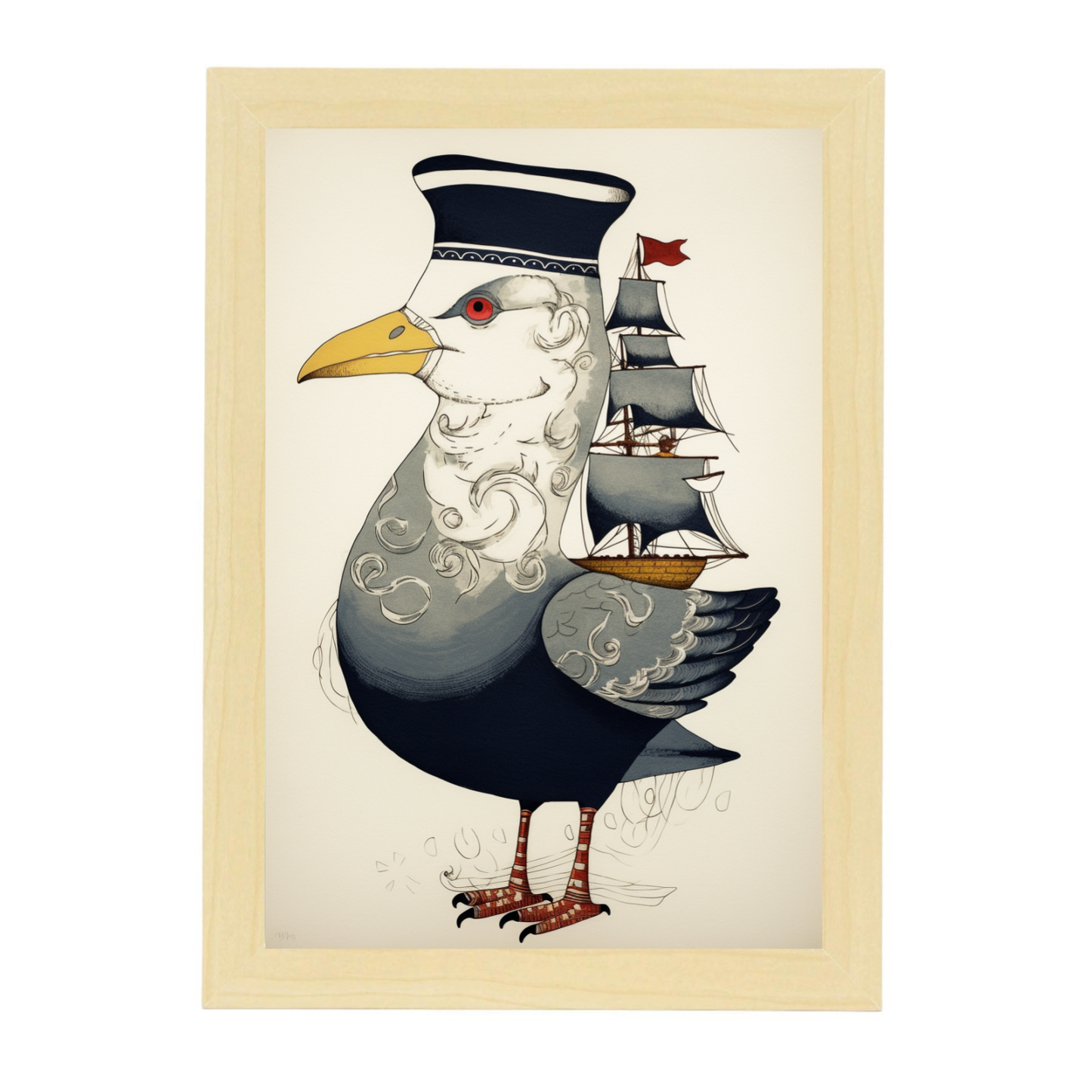 Poster La Gaviota Marinero en Barco