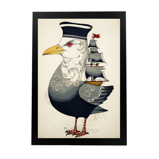 Poster La Gaviota Marinero en Barco