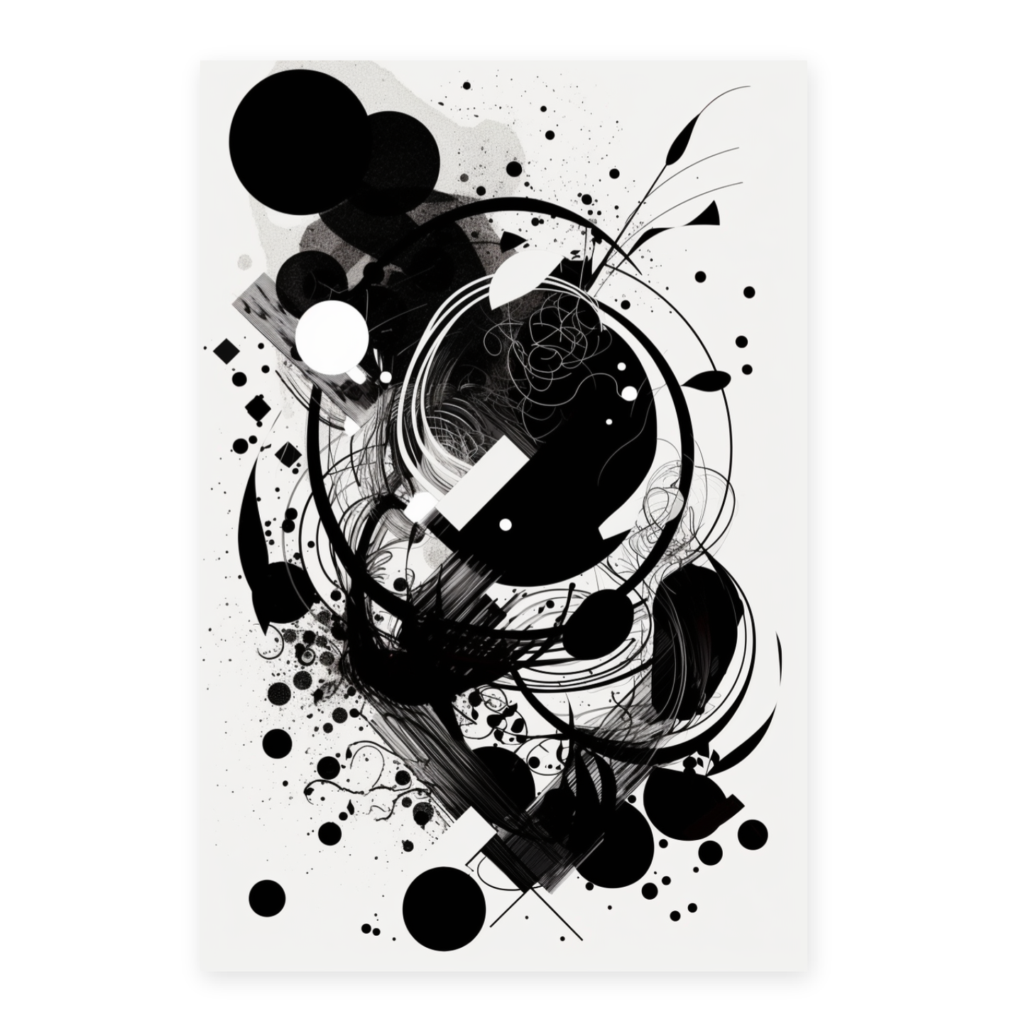 Lámina Minimalista Abstracta en Blanco y Negro