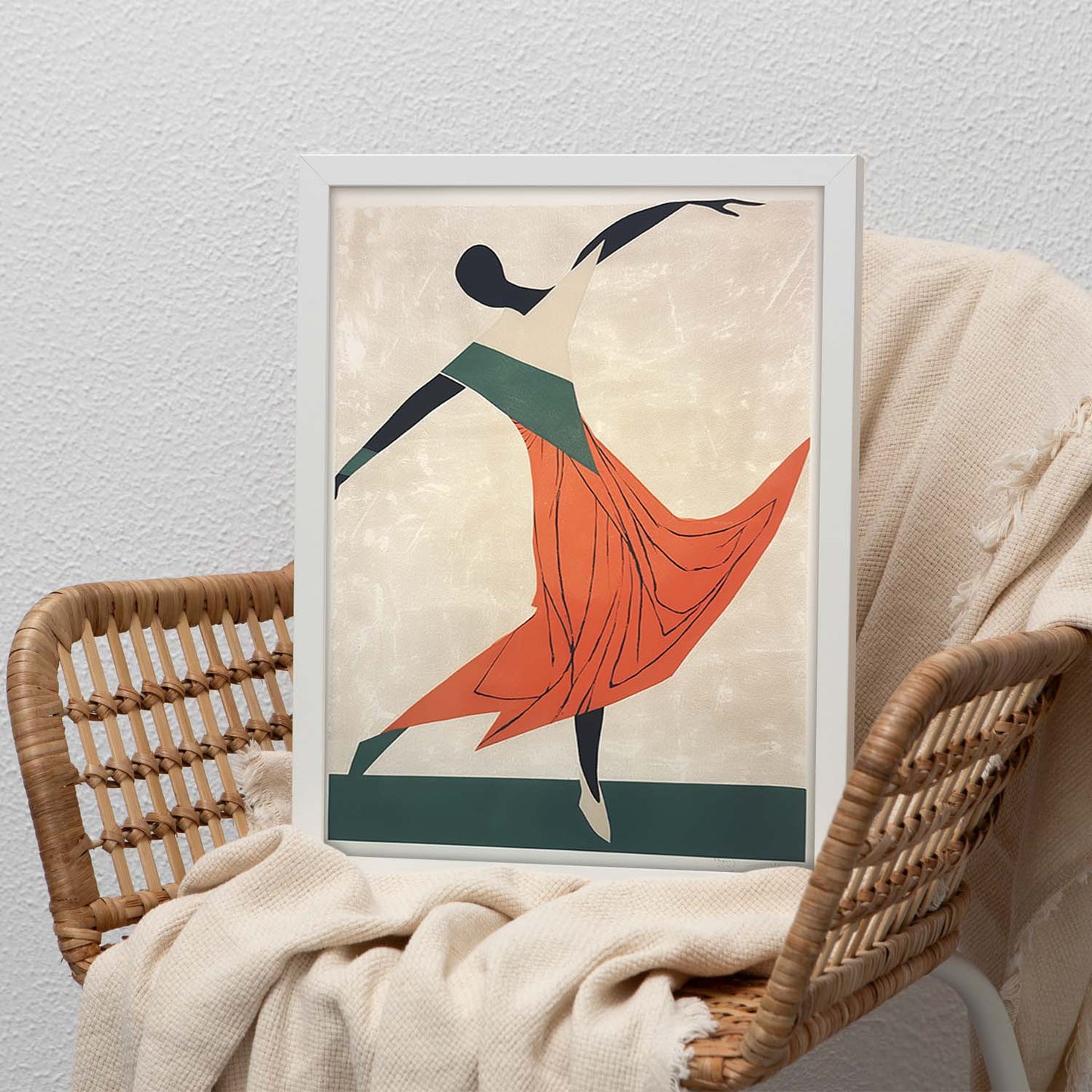 Póster Minimalista de Bailarina en Madera