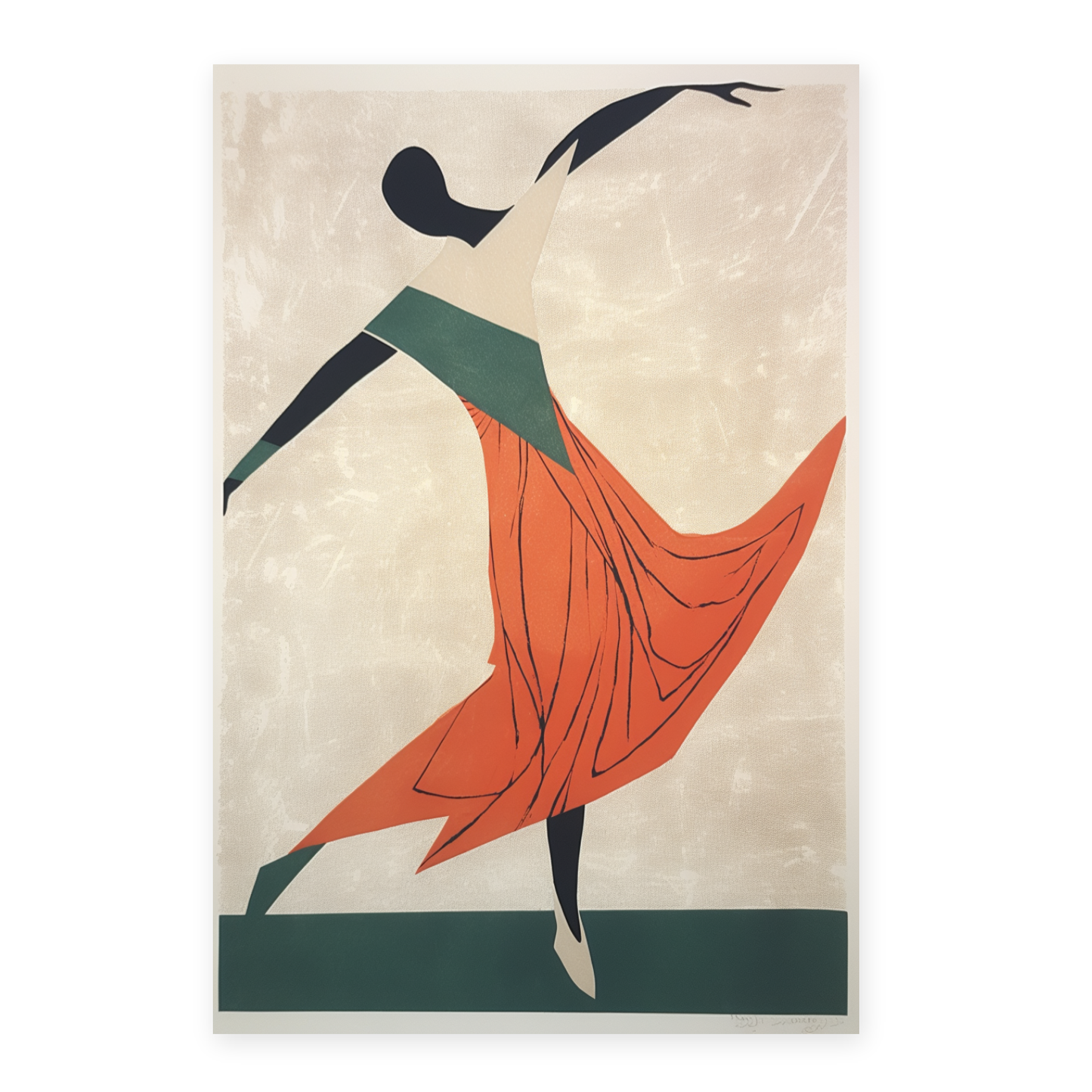 Póster Minimalista de Bailarina en Madera