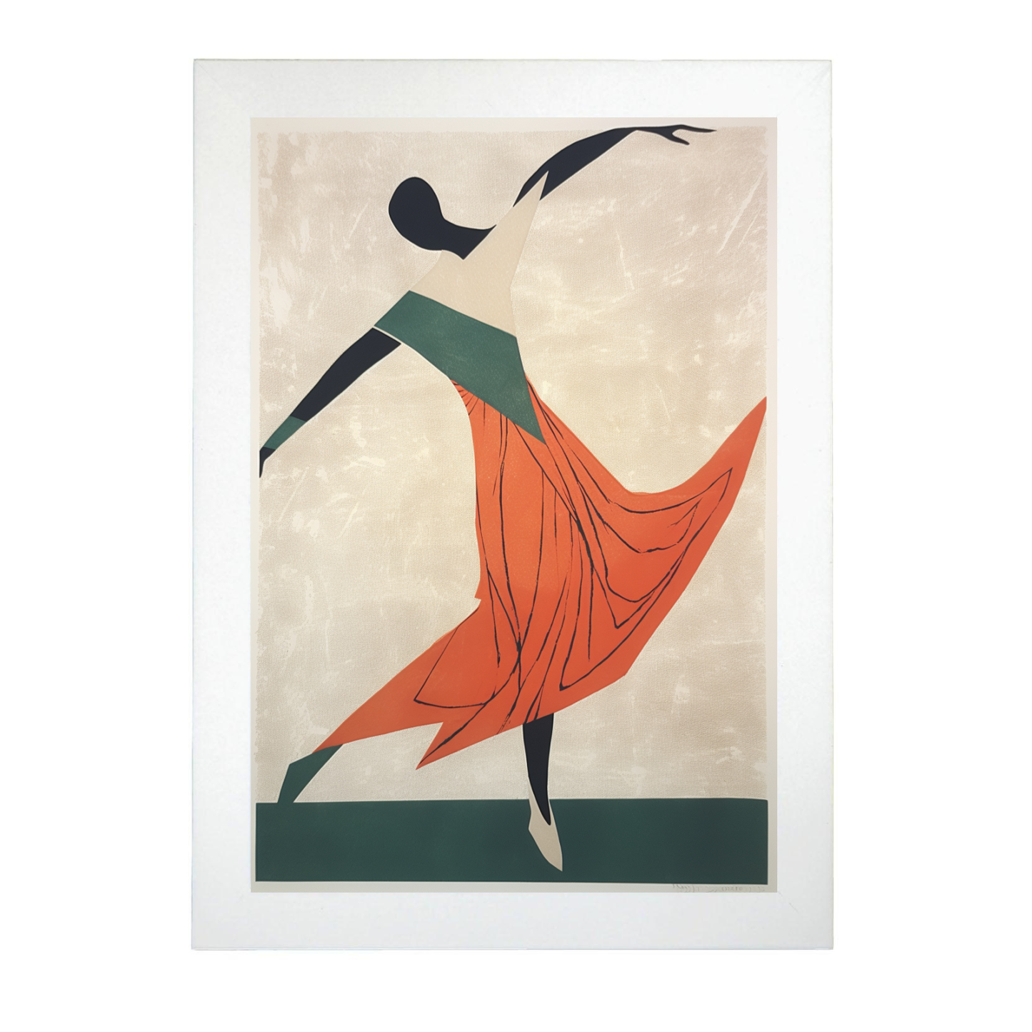 Póster Minimalista de Bailarina en Madera