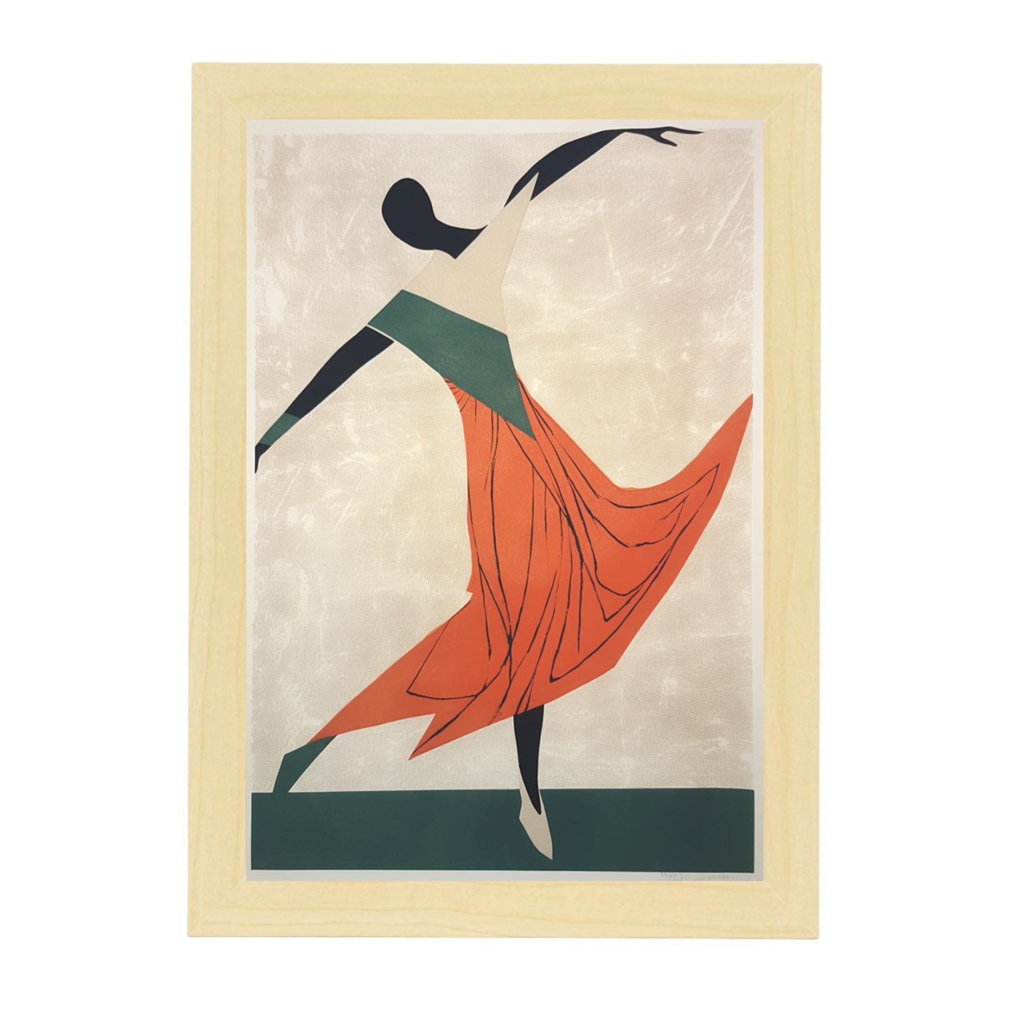 Póster Minimalista de Bailarina en Madera