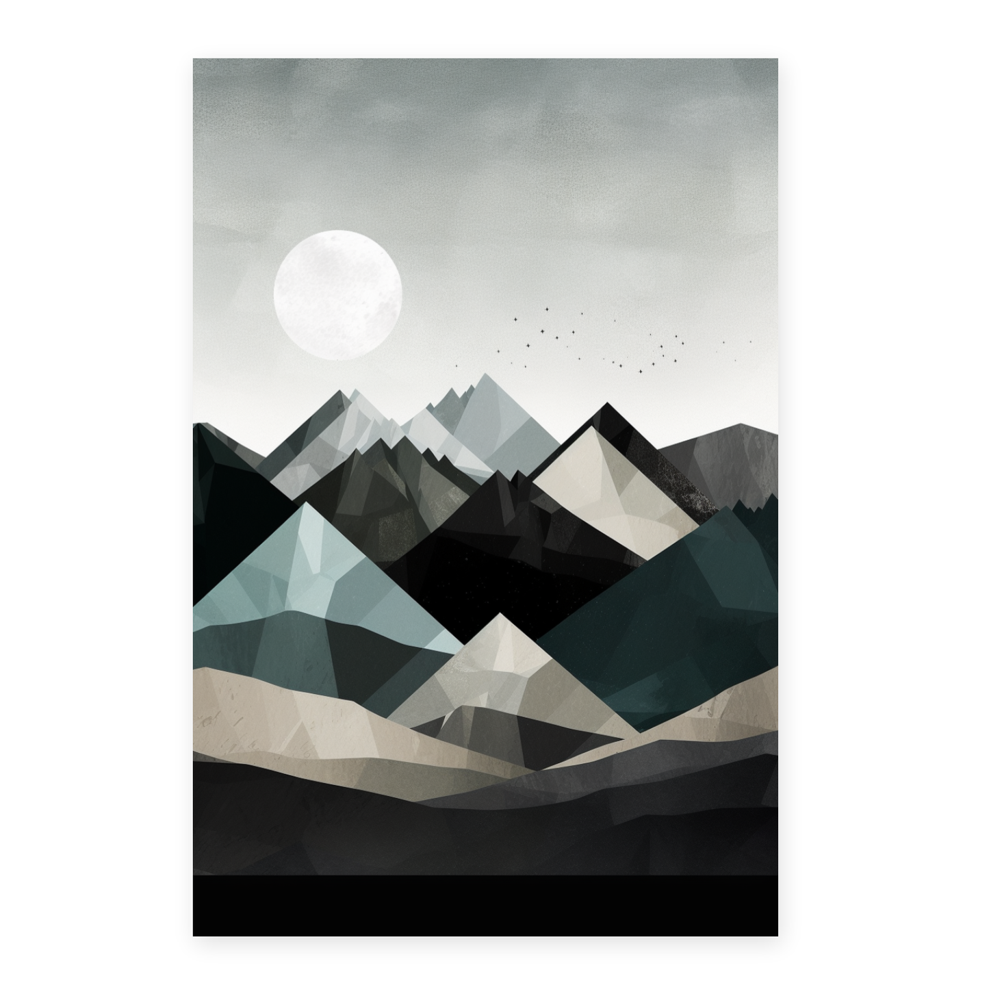 Lámina Geométrica de Montañas Nevadas Minimalista