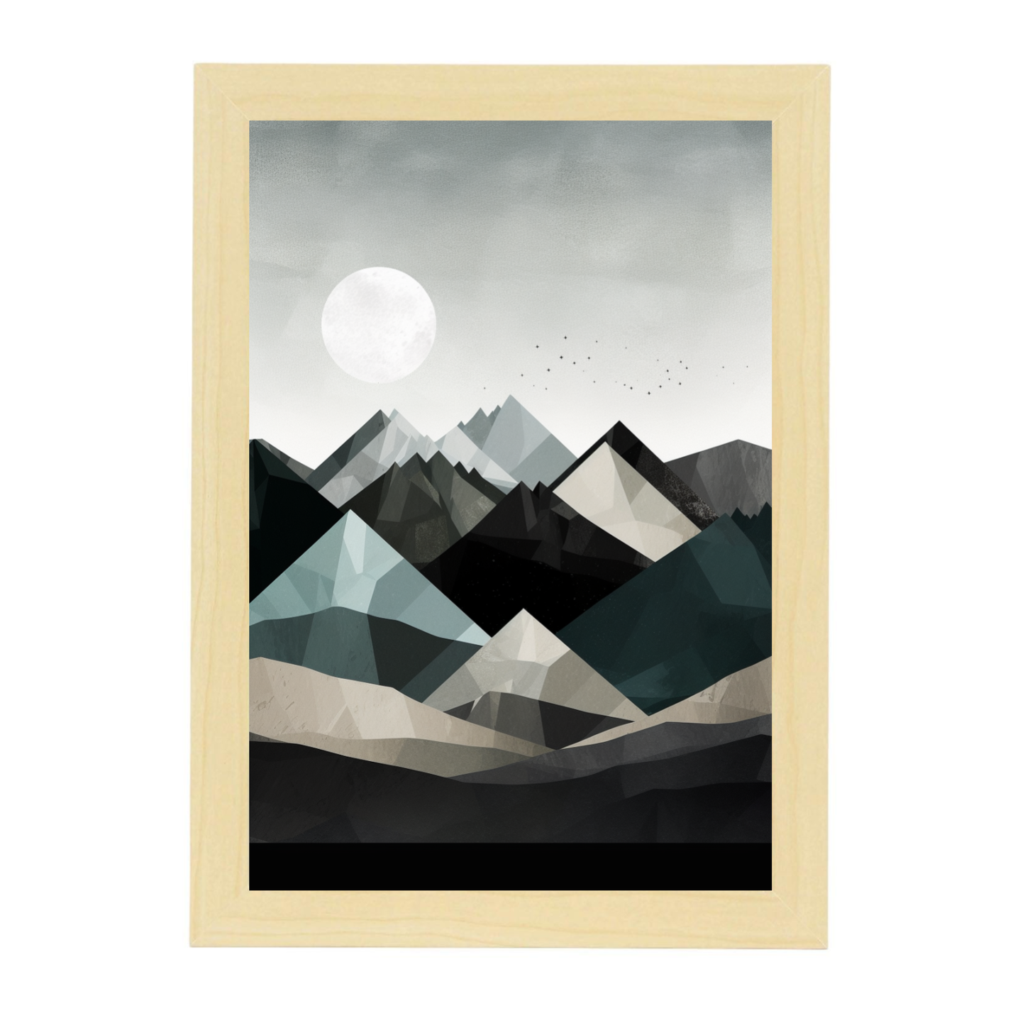 Lámina Geométrica de Montañas Nevadas Minimalista