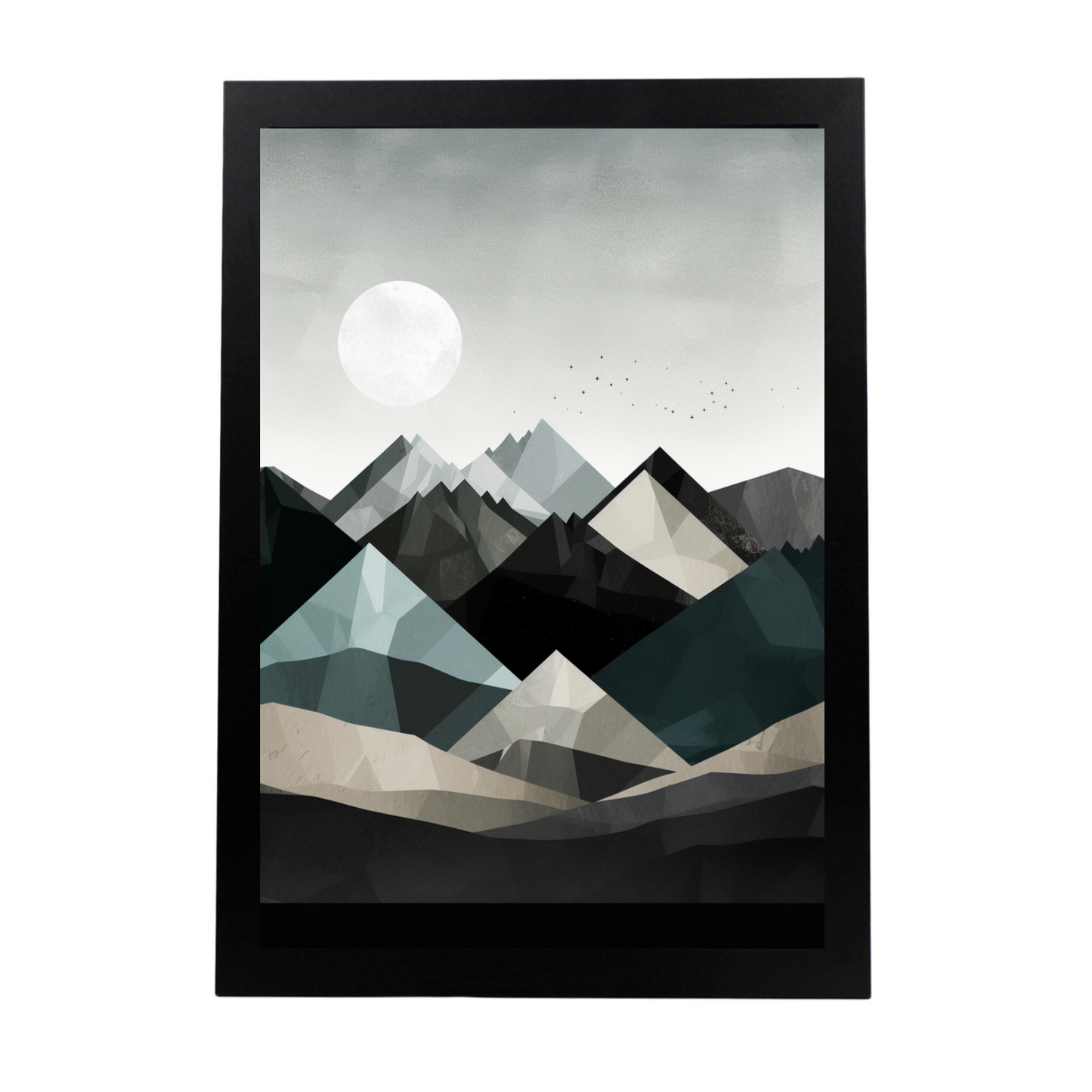 Lámina Geométrica de Montañas Nevadas Minimalista