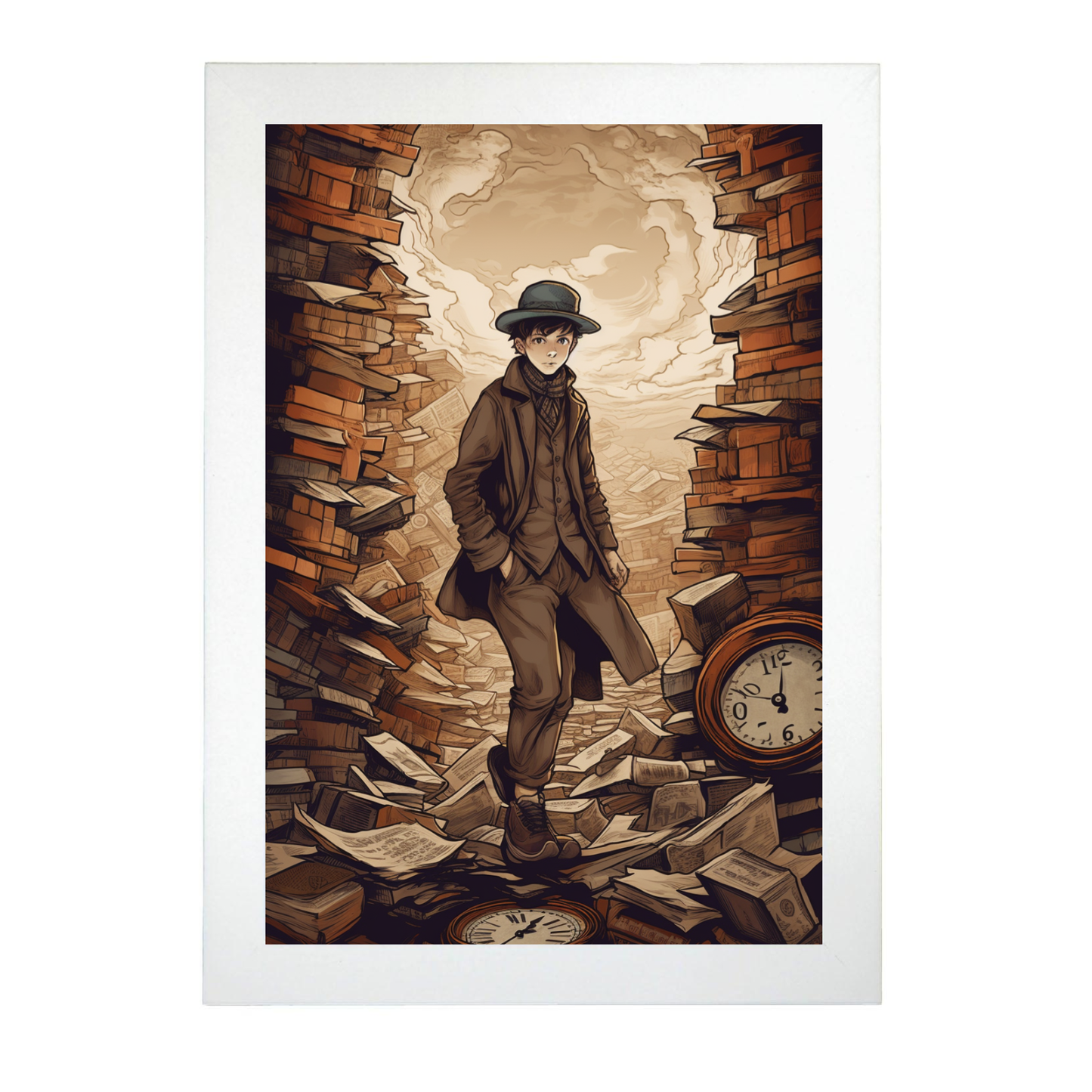 Póster Niño Sherlock Holmes con Reloj
