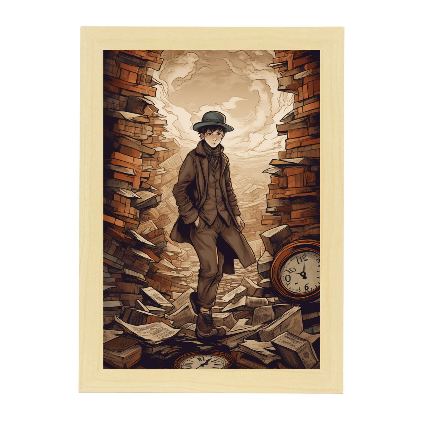 Póster Niño Sherlock Holmes con Reloj