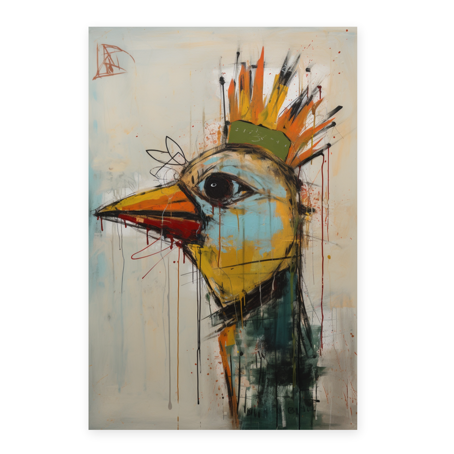 Póster "Pájaro feliz" estilo Basquiat