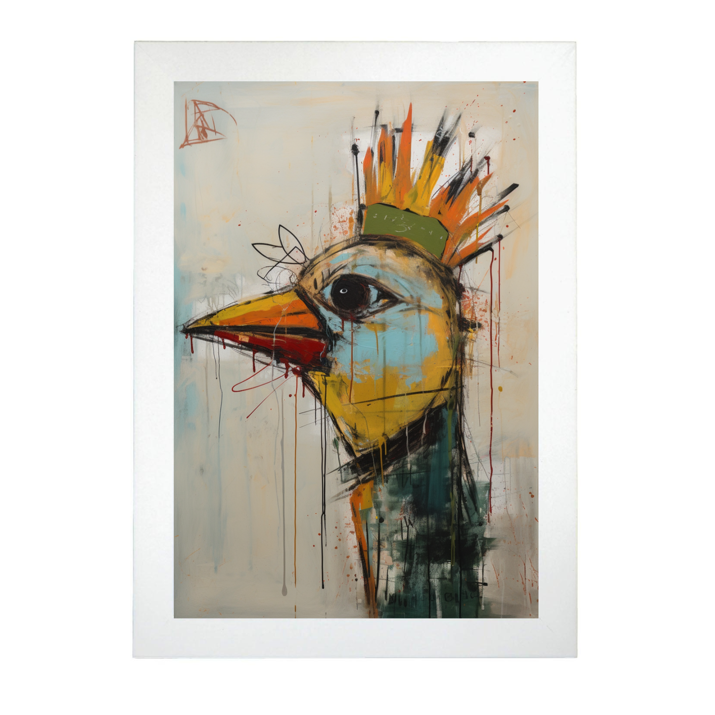 Póster "Pájaro feliz" estilo Basquiat
