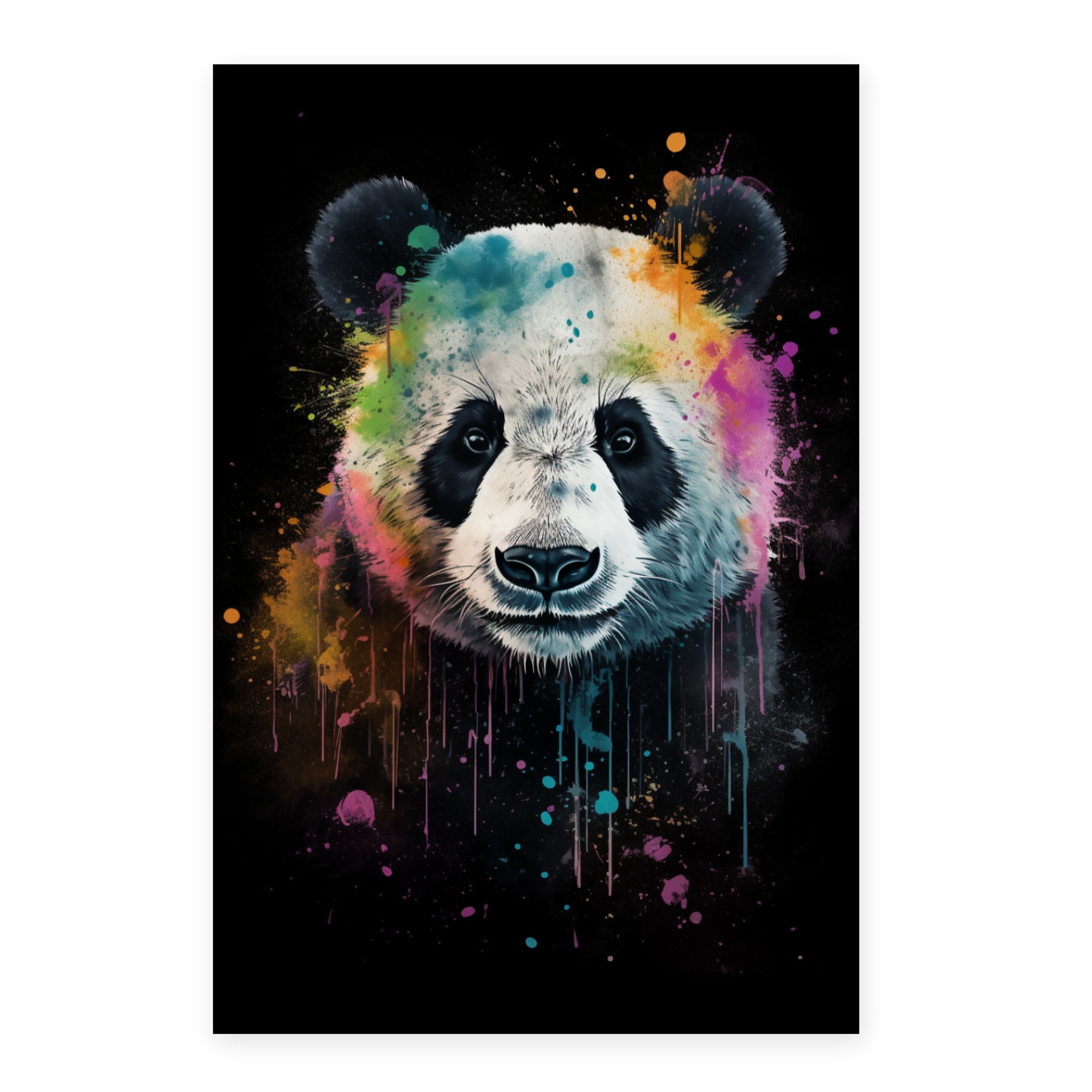 Póster de Panda con Salpicaduras de Acuarela Colorida