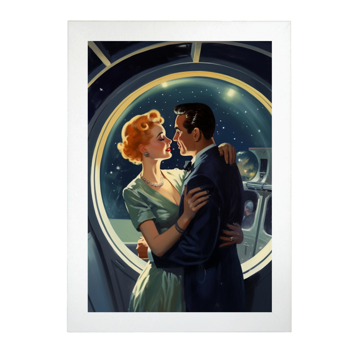 Póster de Pareja Romántica Espacial de los 50