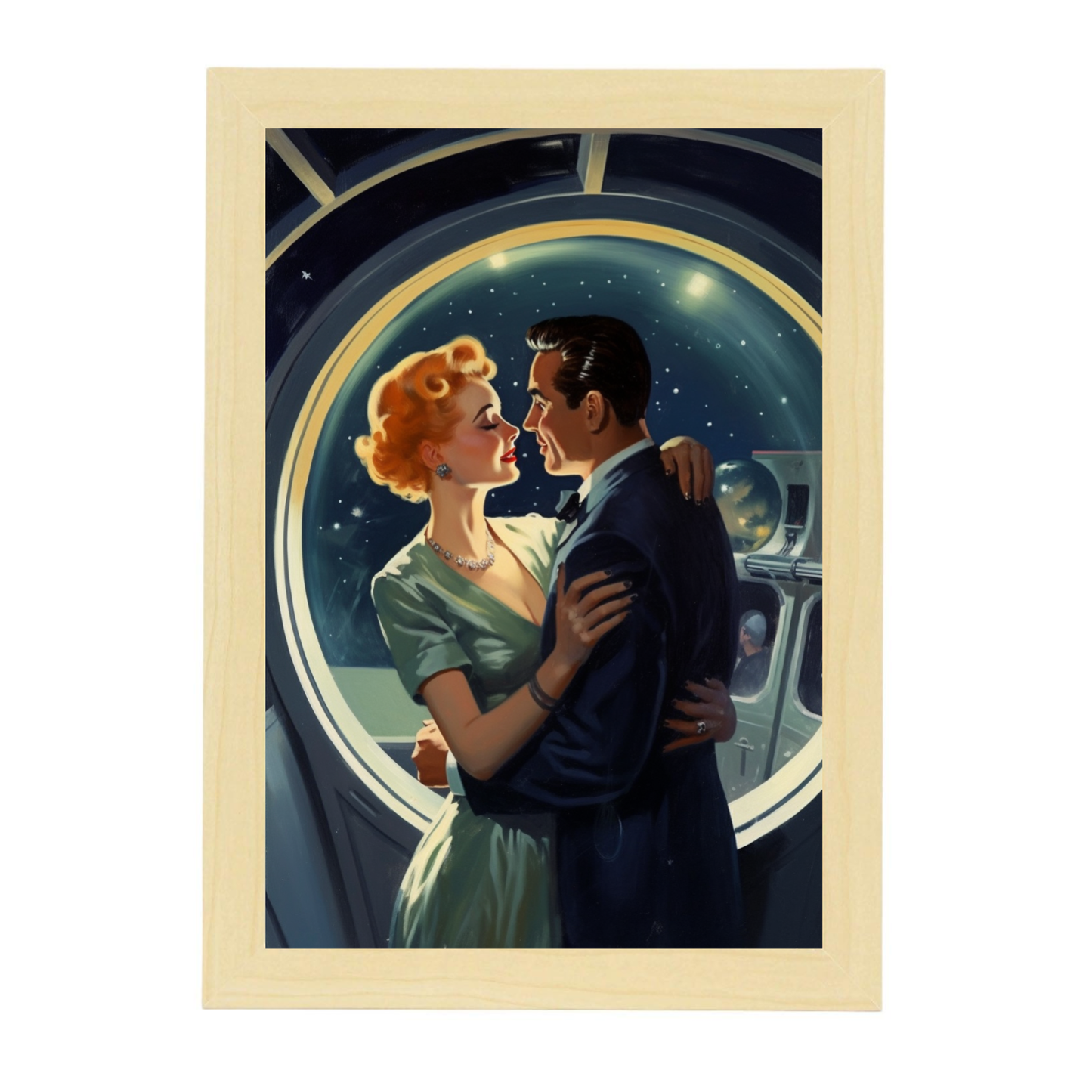 Póster de Pareja Romántica Espacial de los 50