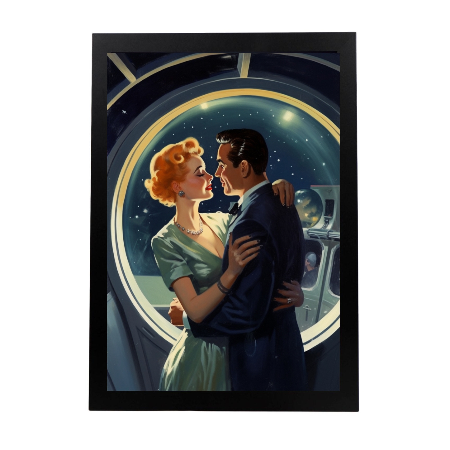 Póster de Pareja Romántica Espacial de los 50