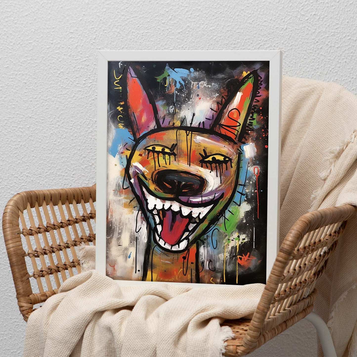 Póster de Perro Feliz Estilo Basquiat