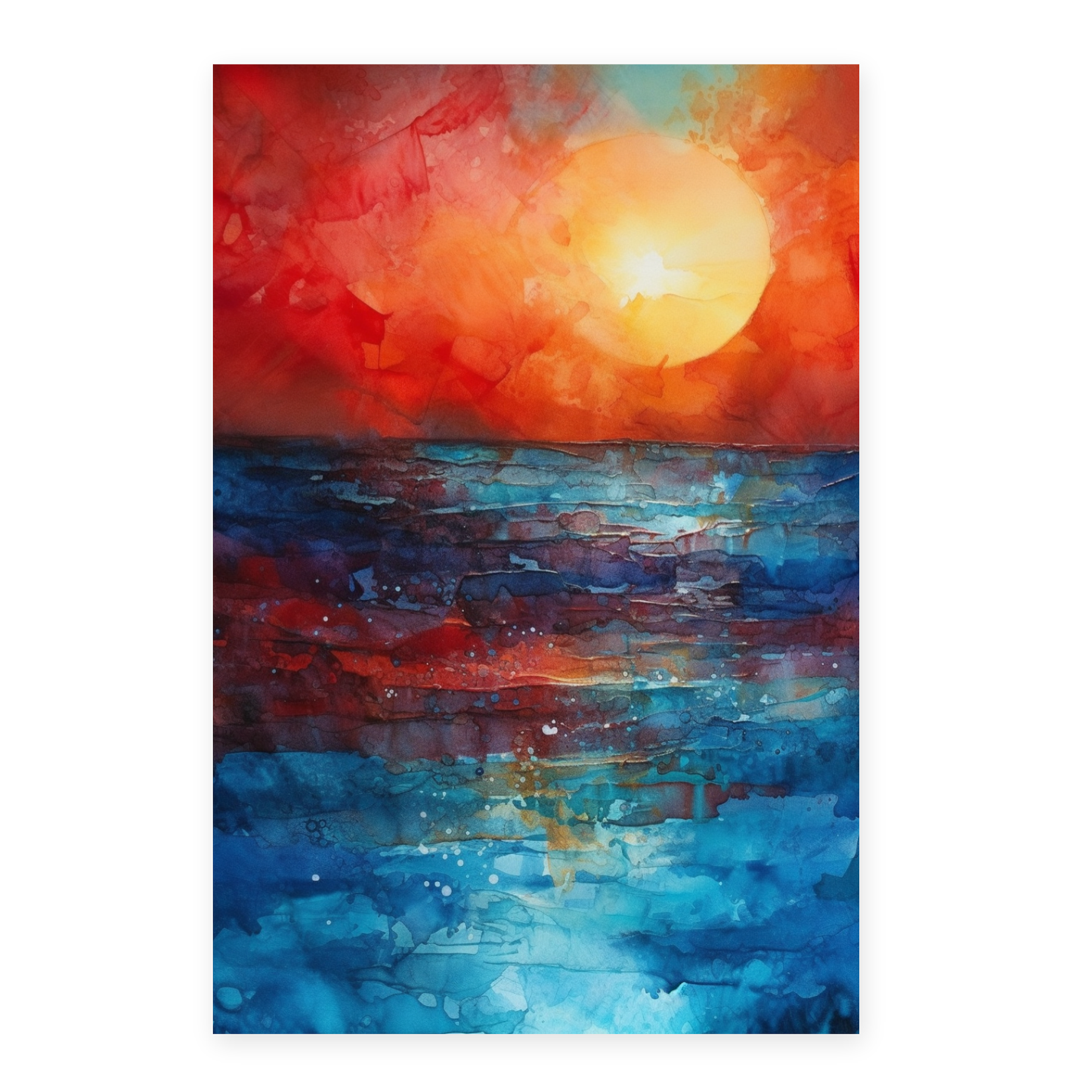 Poster Acuarela Atardecer Hermoso
