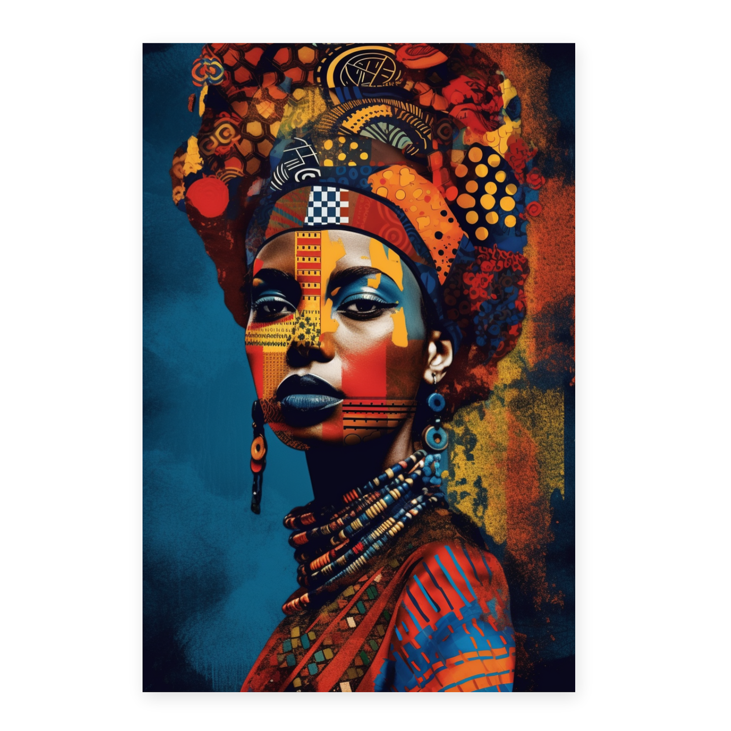 Póster de Reina Africana con Pintura Tribal