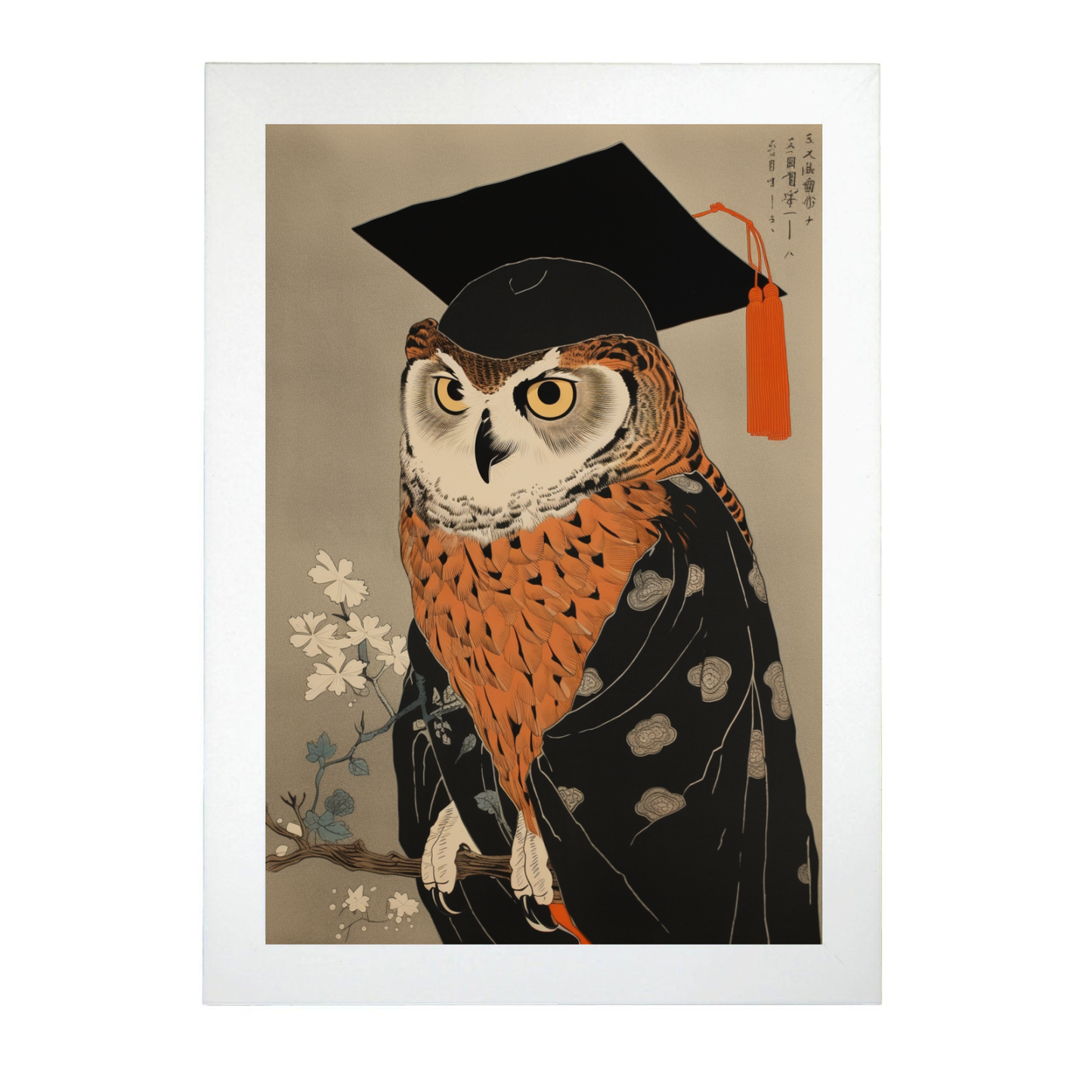 Lámina Ukiyo-e Lechuza Sabia Graduada