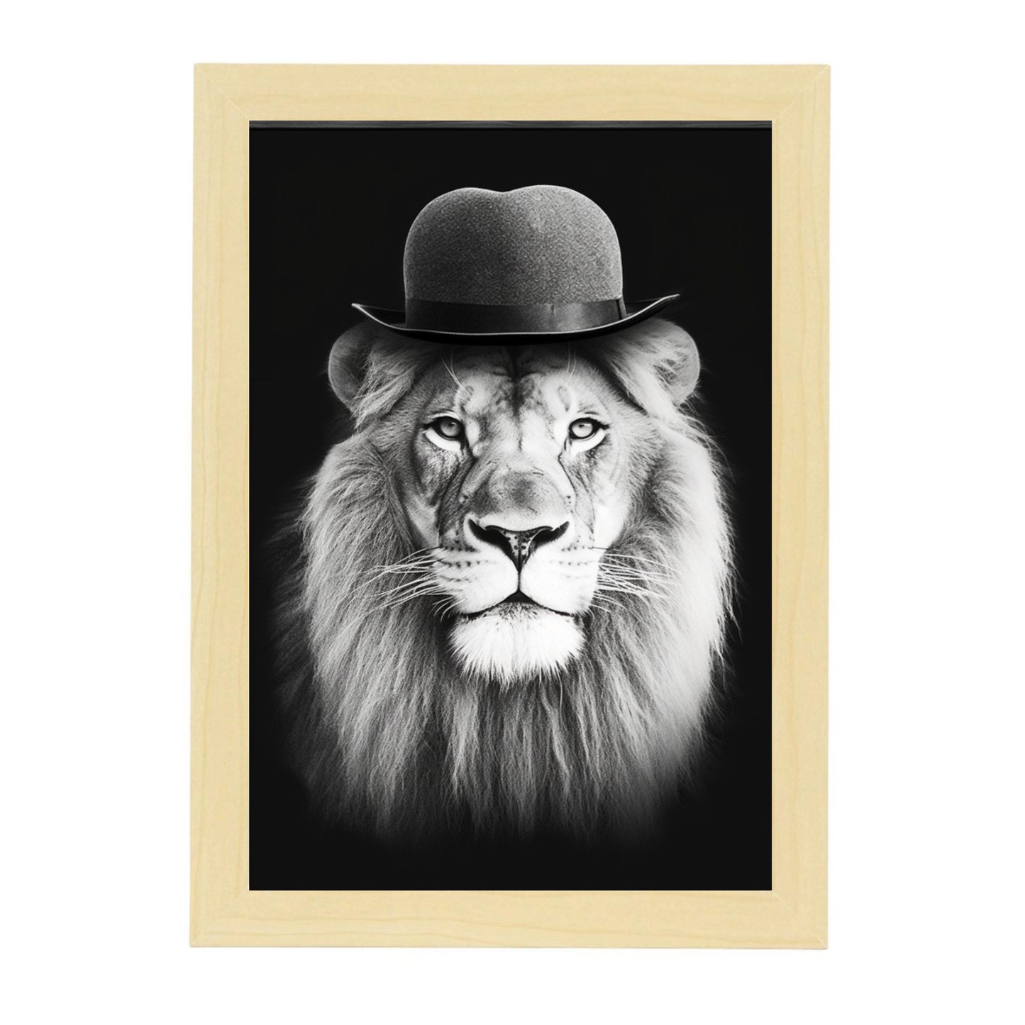 Póster Divertido Sir Lion en Blanco y Negro