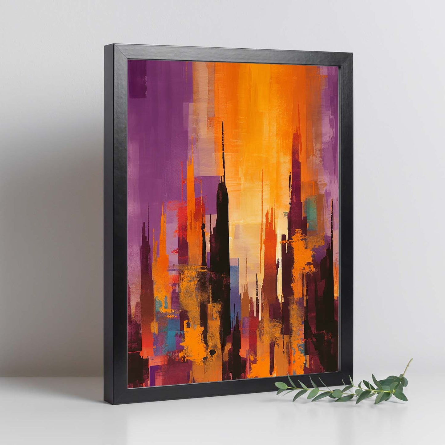 Póster Skyline de Ciudad al Atardecer