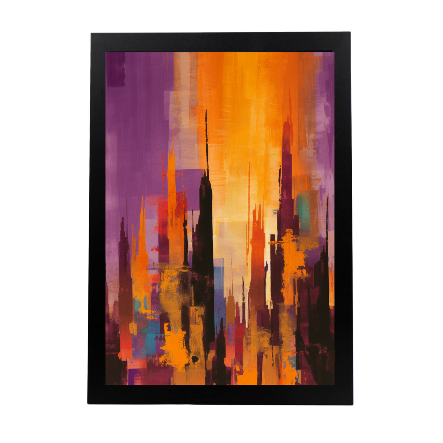 Póster Skyline de Ciudad al Atardecer