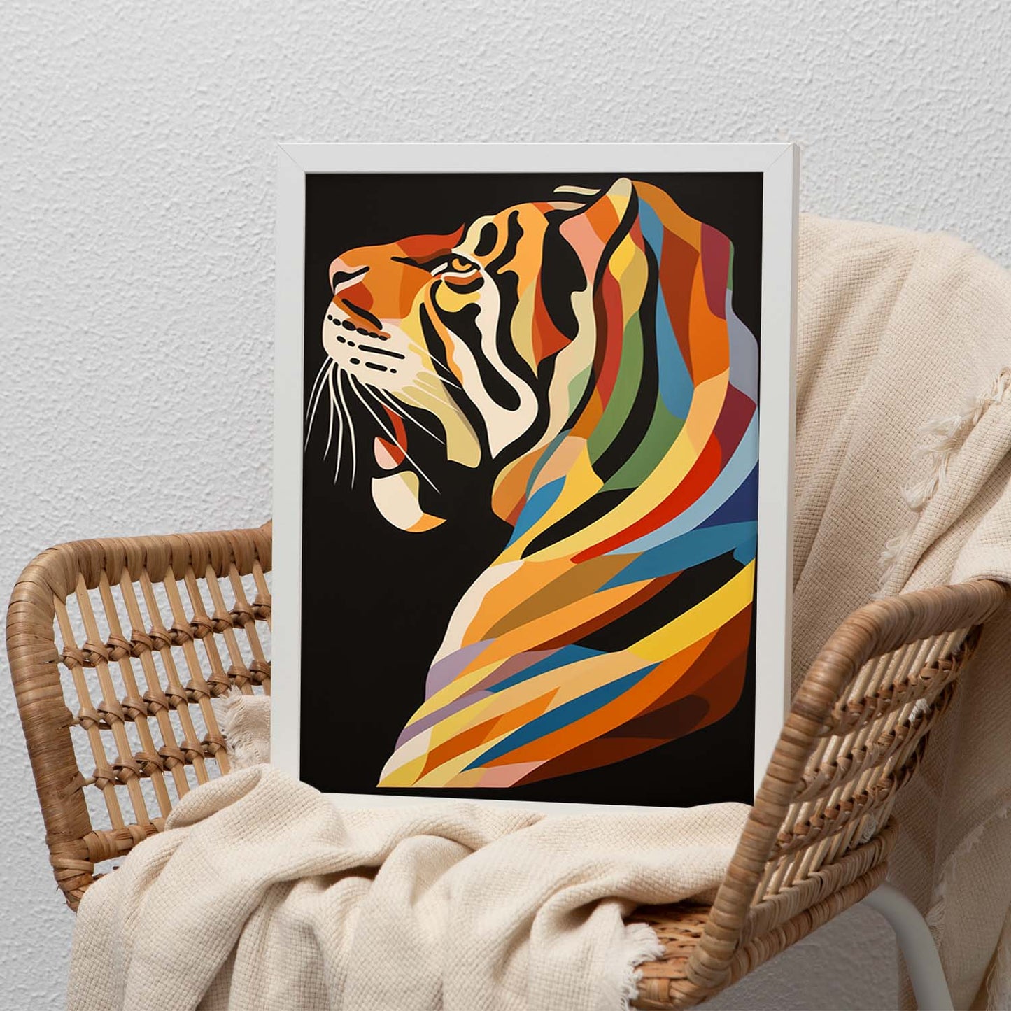 Lámina Tigre Estilo Victor Vasarely