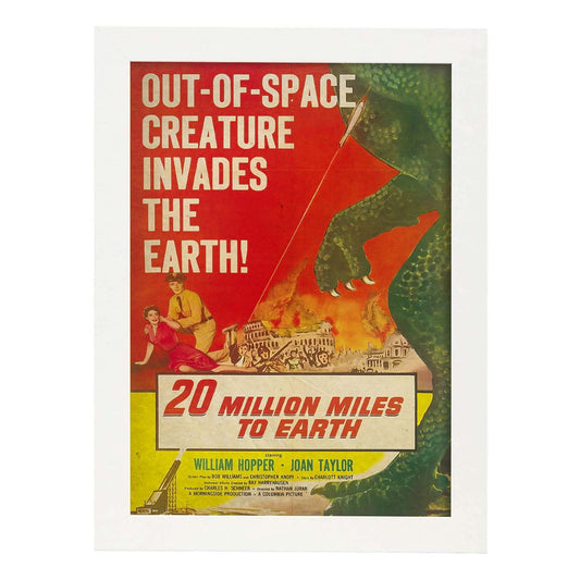 Poster vintage de 20 Millones de millas 2. con imágenes vintage y de publicidad antigua.-Artwork-Nacnic-A4-Marco Blanco-Nacnic Estudio SL