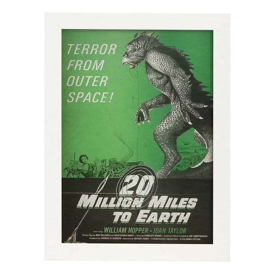 Poster vintage de 20 Millones de millas. con imágenes vintage y de publicidad antigua.-Artwork-Nacnic-A4-Marco Blanco-Nacnic Estudio SL