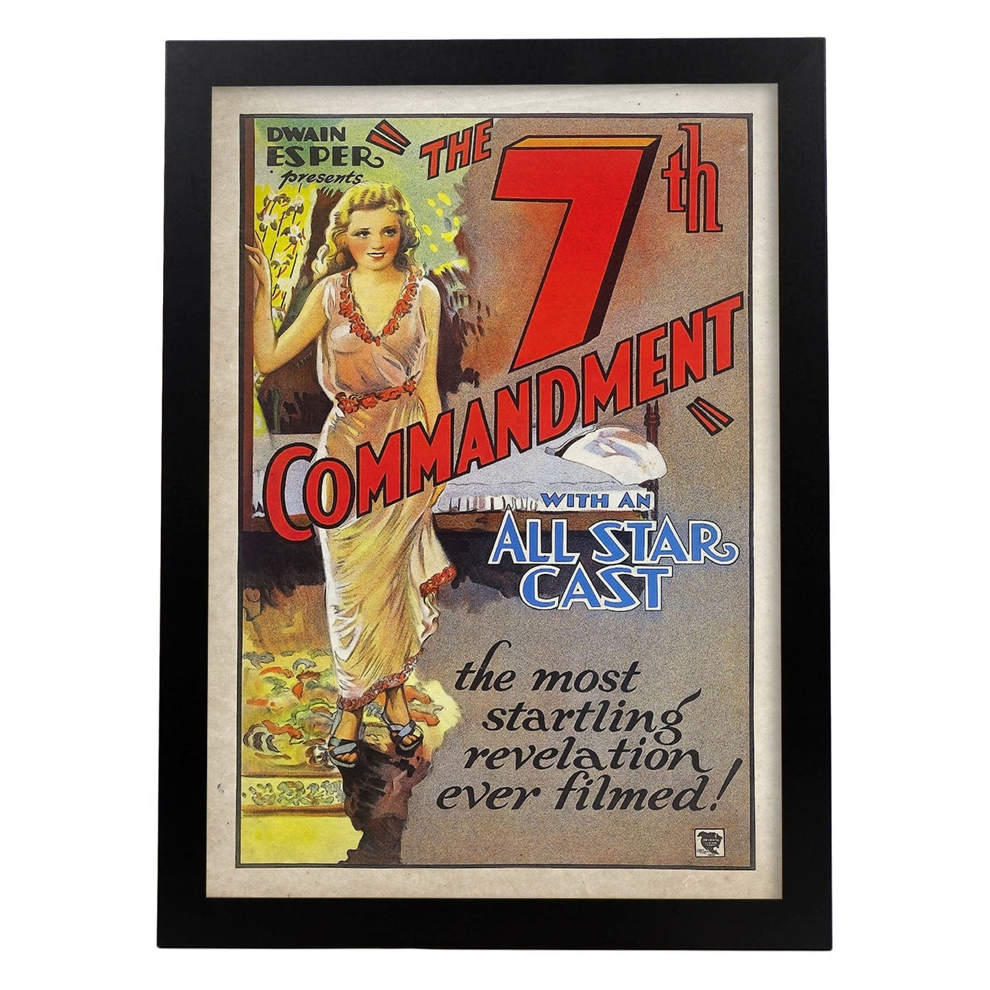 Poster vintage de 7 mandamientos. con imágenes vintage y de publicidad antigua.-Artwork-Nacnic-A3-Marco Negro-Nacnic Estudio SL